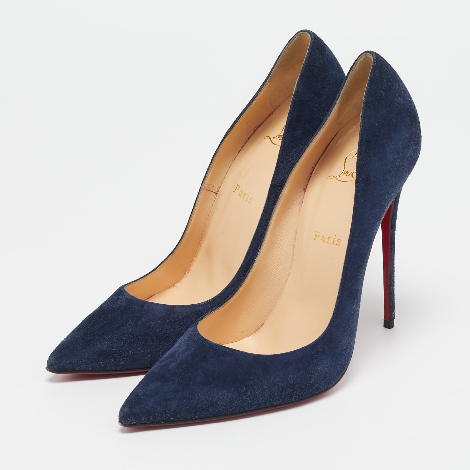 Christian Louboutin Navy Blue Suede So Kate Pumps Size 41.5 