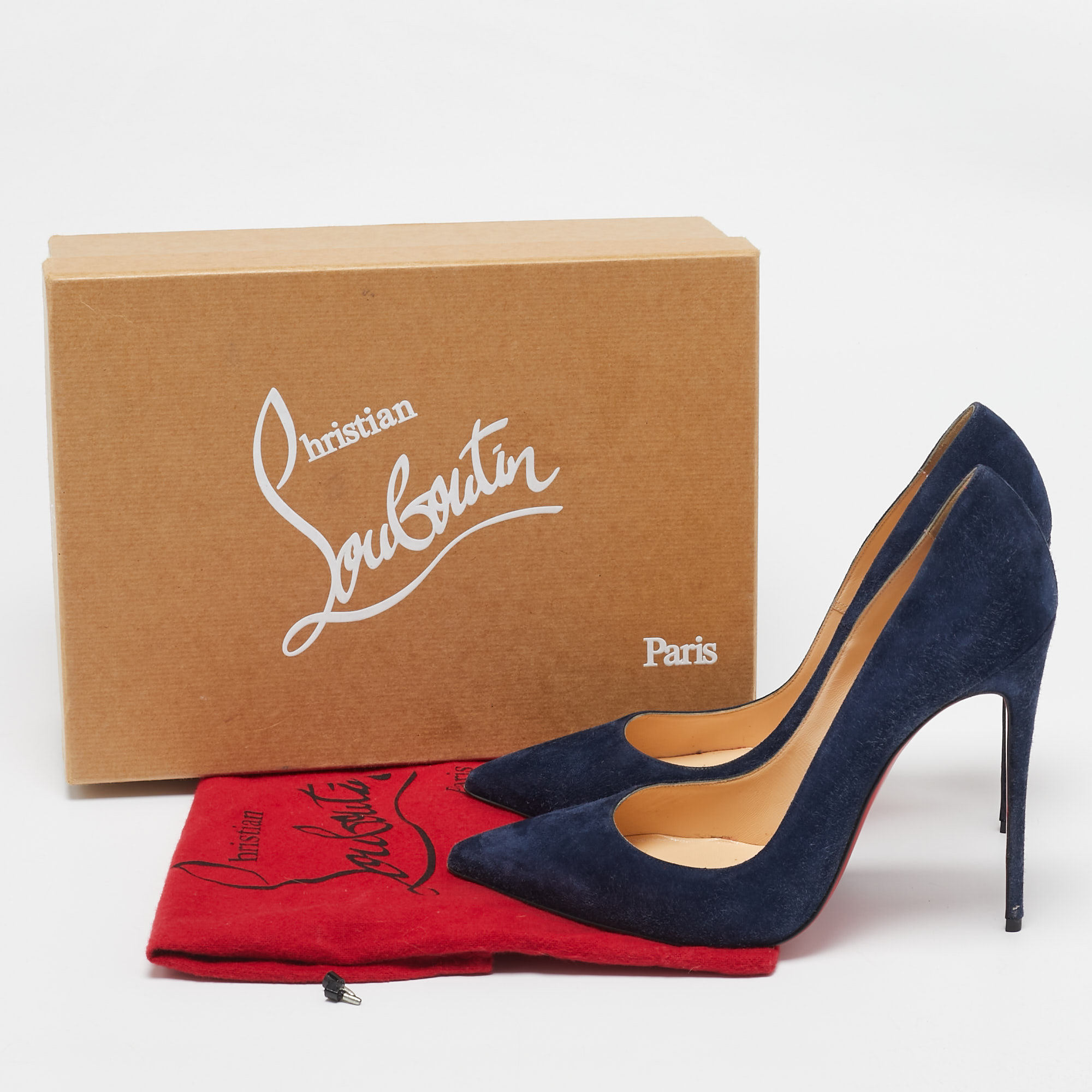 Christian Louboutin Navy Blue Suede So Kate Pumps Size 41.5 