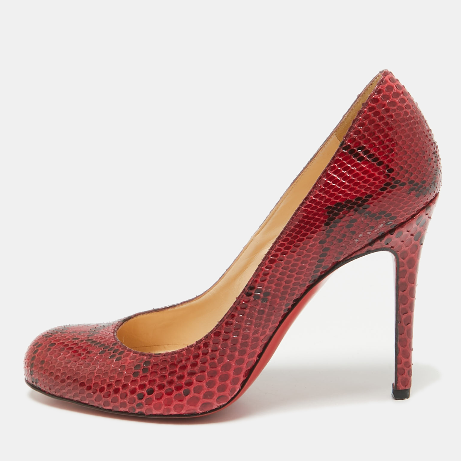 

Christian Louboutin Red/Black Python Leather Simple Pumps Size