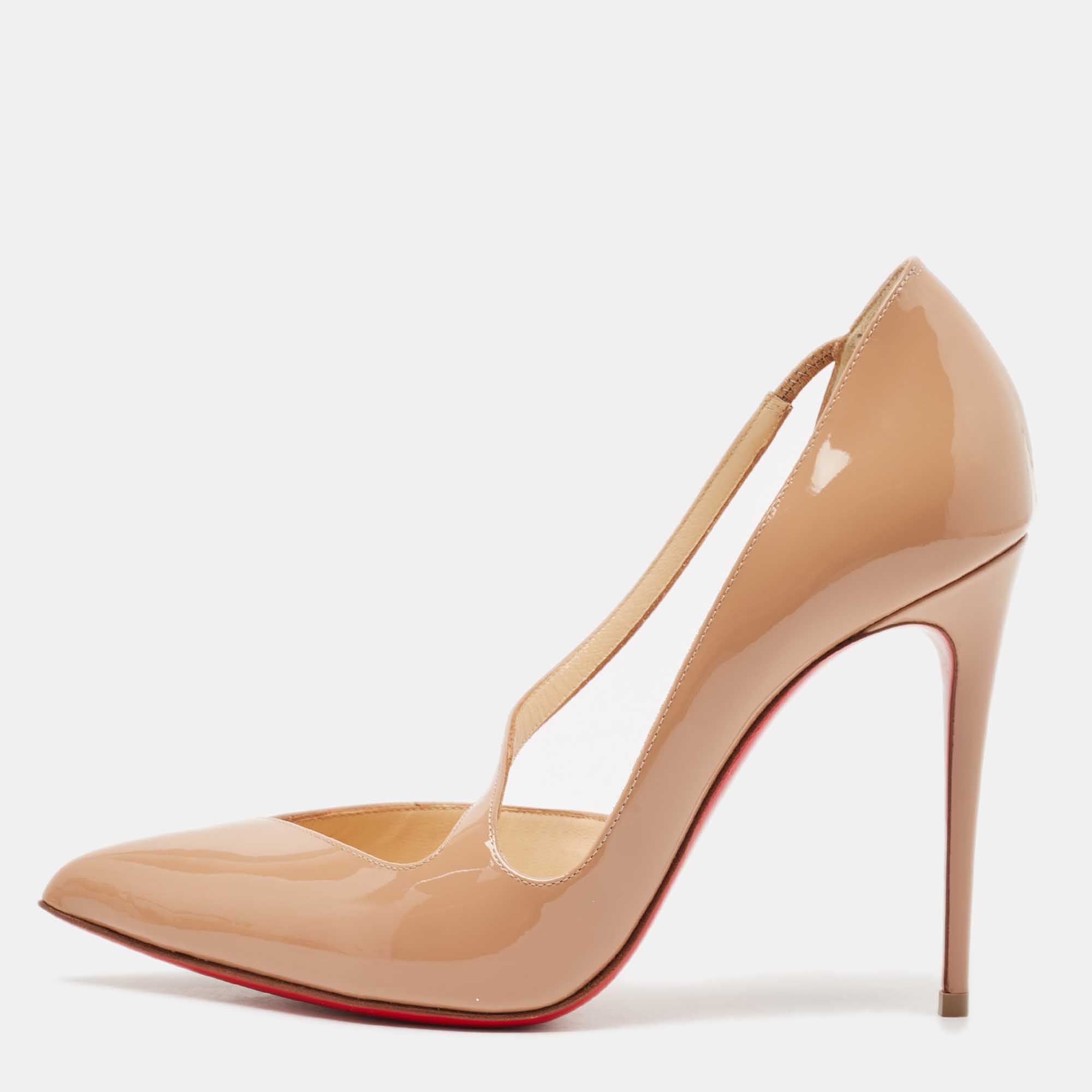 

Christian Louboutin Beige Patent Jumping D-orsay Pumps Size