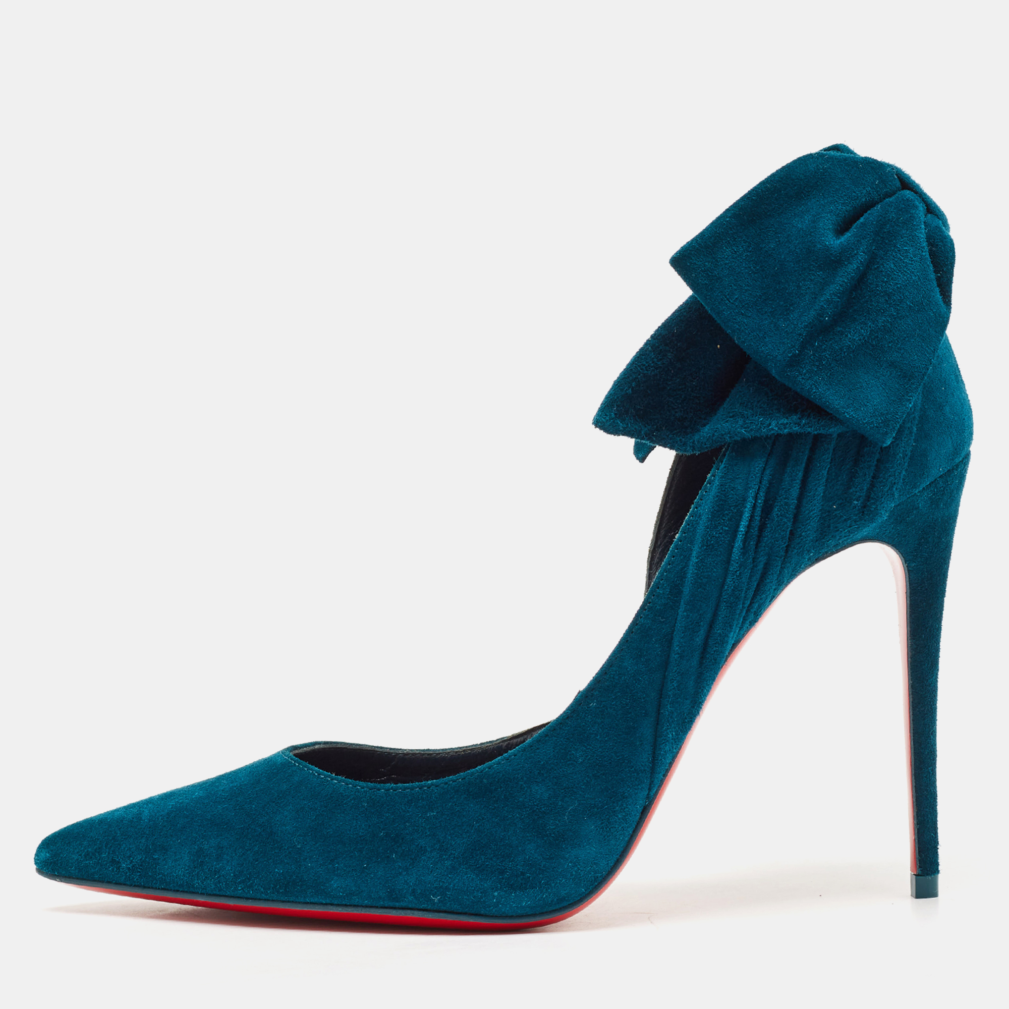 

Christian Louboutin Blue Suede Rabakate 100 Pumps Size