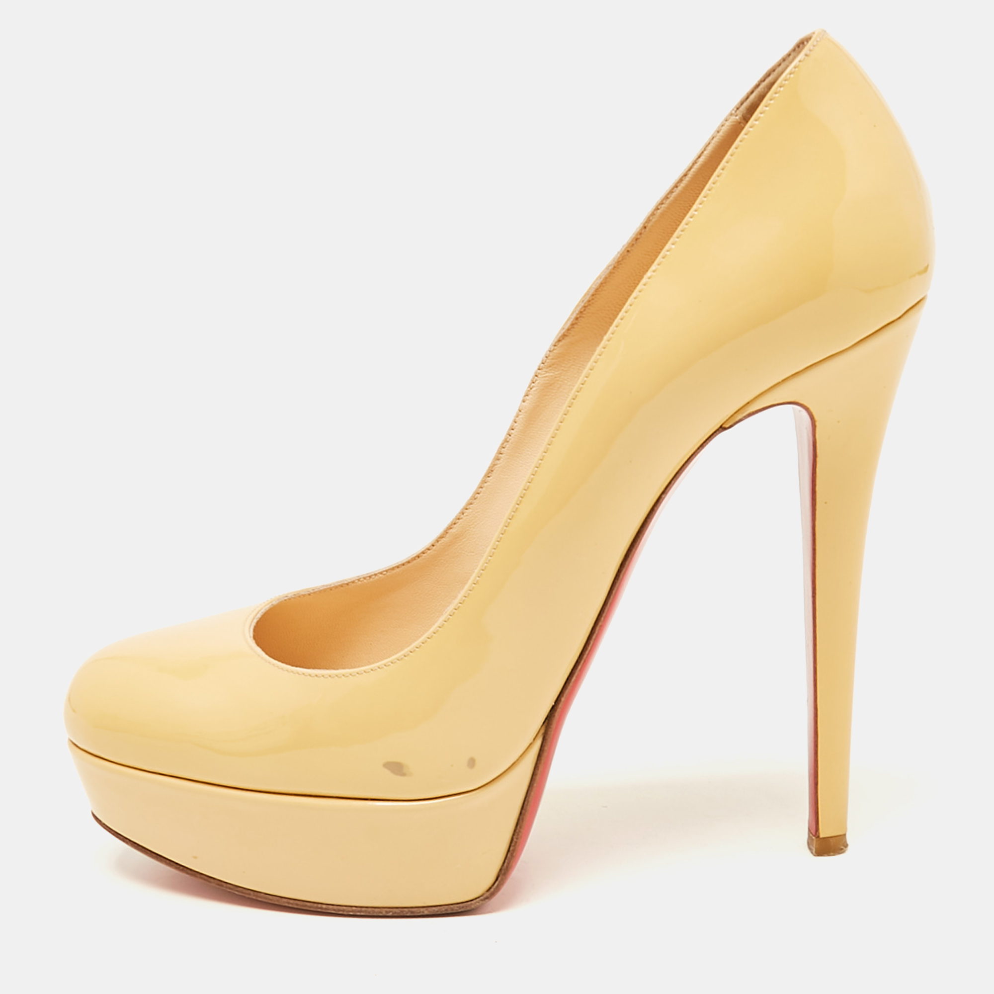 

Christian Louboutin Beige Patent Leather Bianca Platform Pumps Size