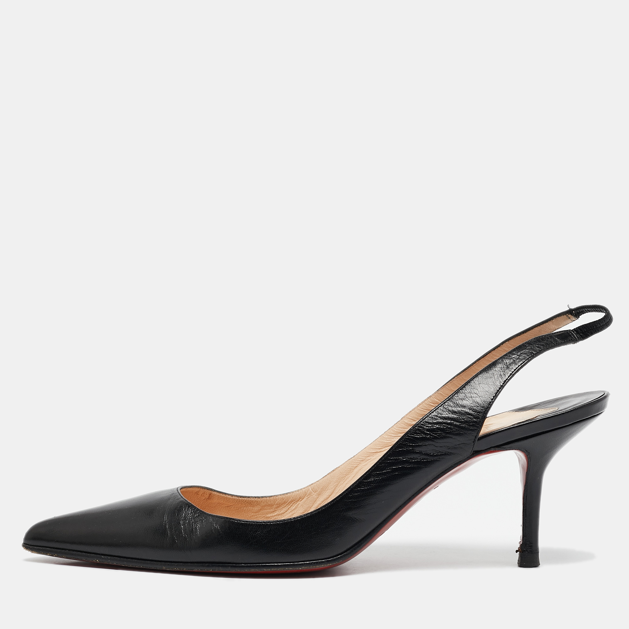 

Christian Louboutin Black Leather Clare Slingback Pumps Size