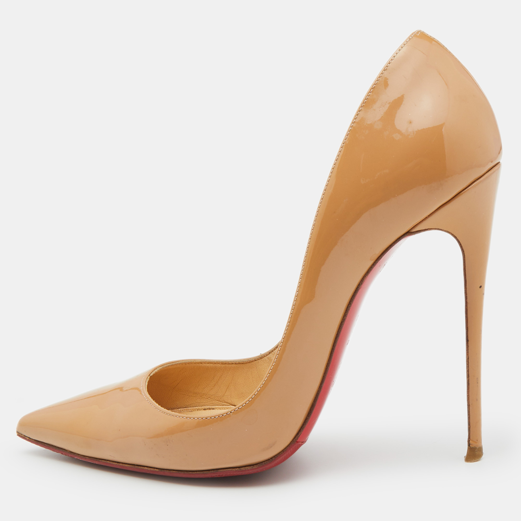 

Christian Louboutin Beige Patent Leather So Kate Pumps Size