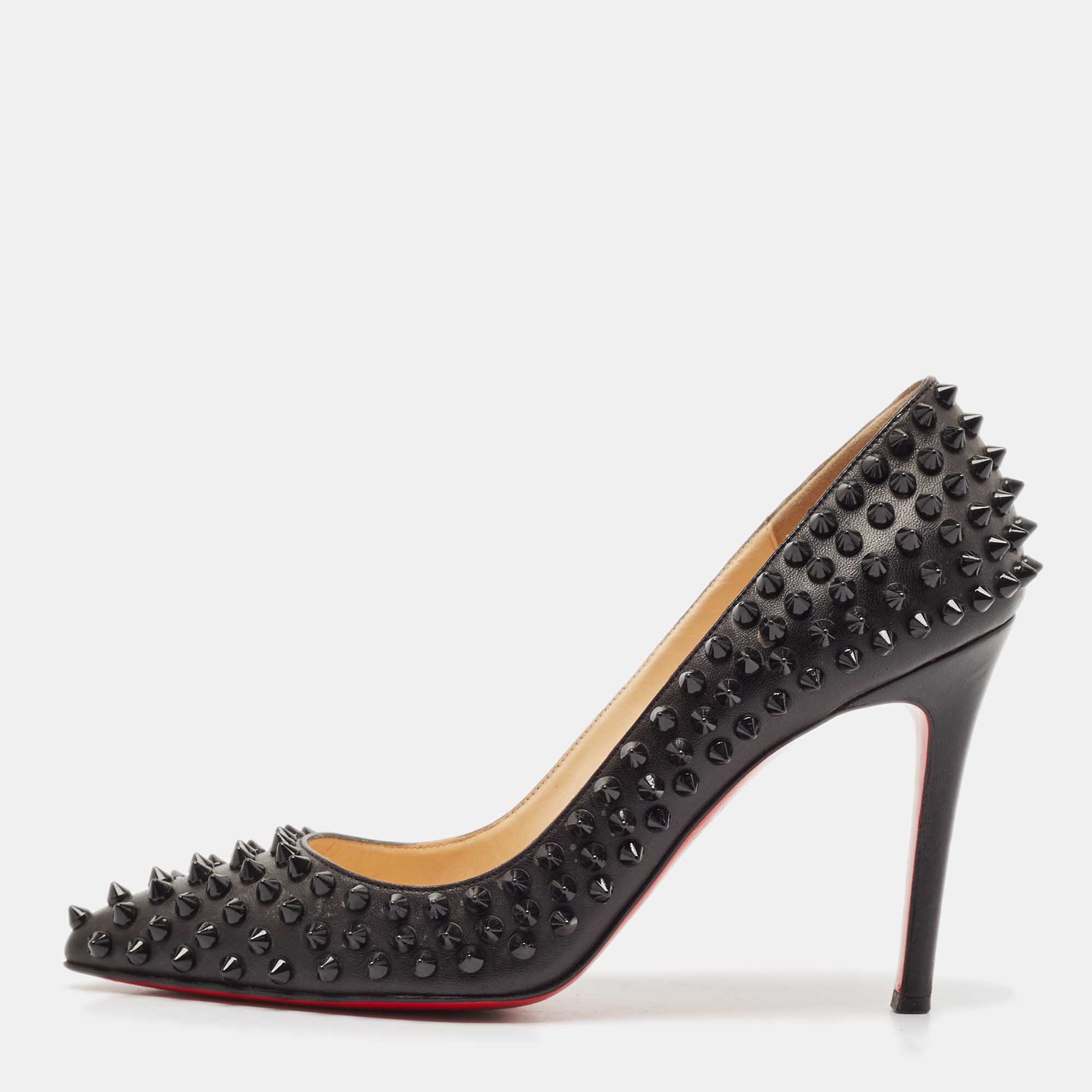 

Christian Louboutin Black Leather Pigalle Spikes Pumps Size