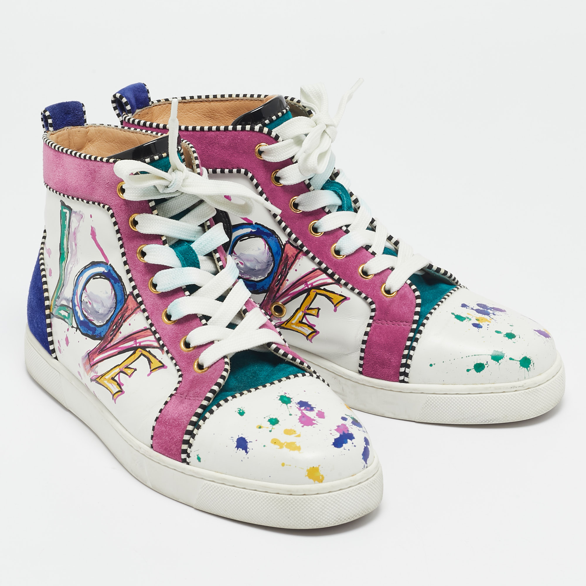 Christian Louboutin Multicolor Leather and Suede Love Rantus Orlato Sneakers Size 39.5 