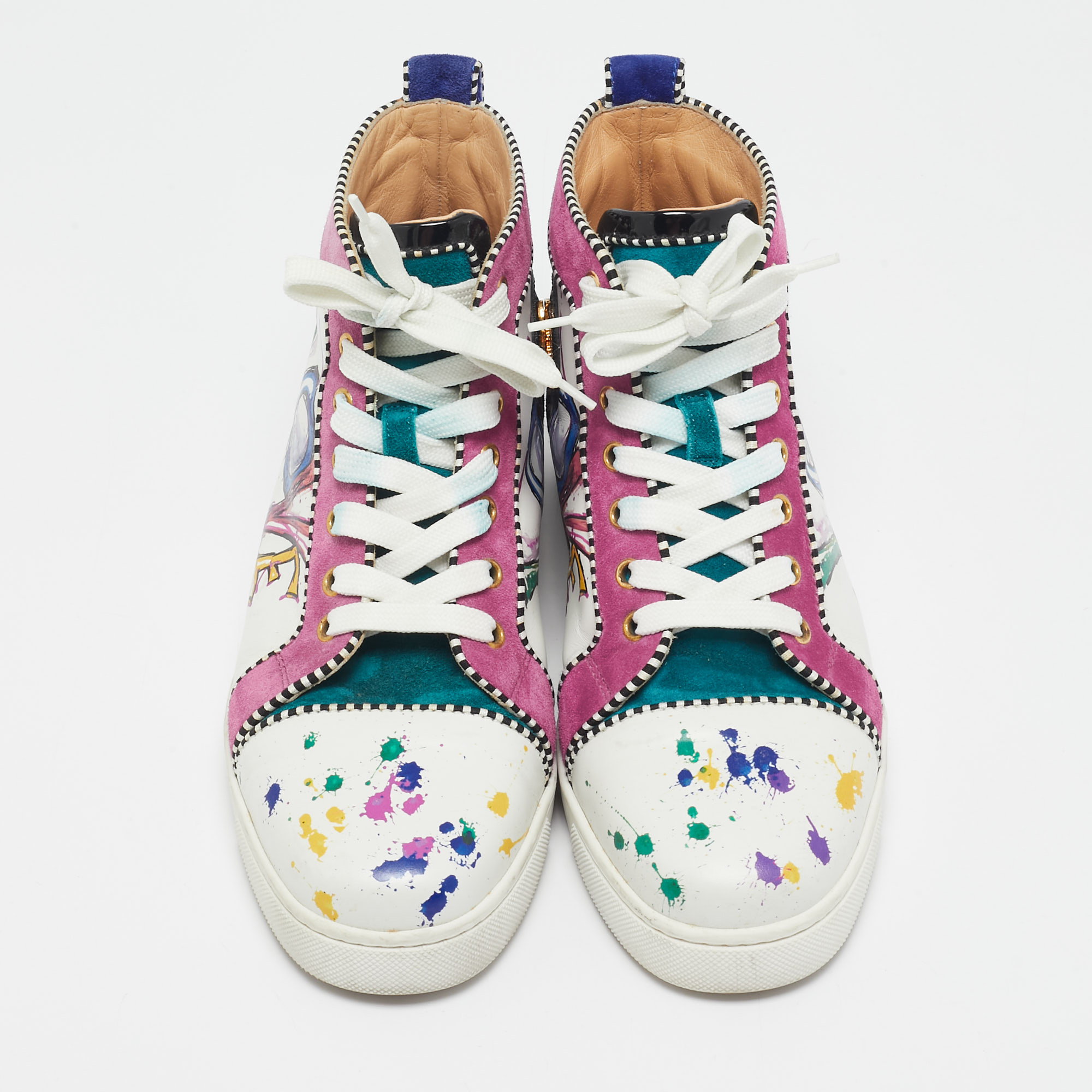 Christian Louboutin Multicolor Leather and Suede Love Rantus Orlato Sneakers Size 39.5 