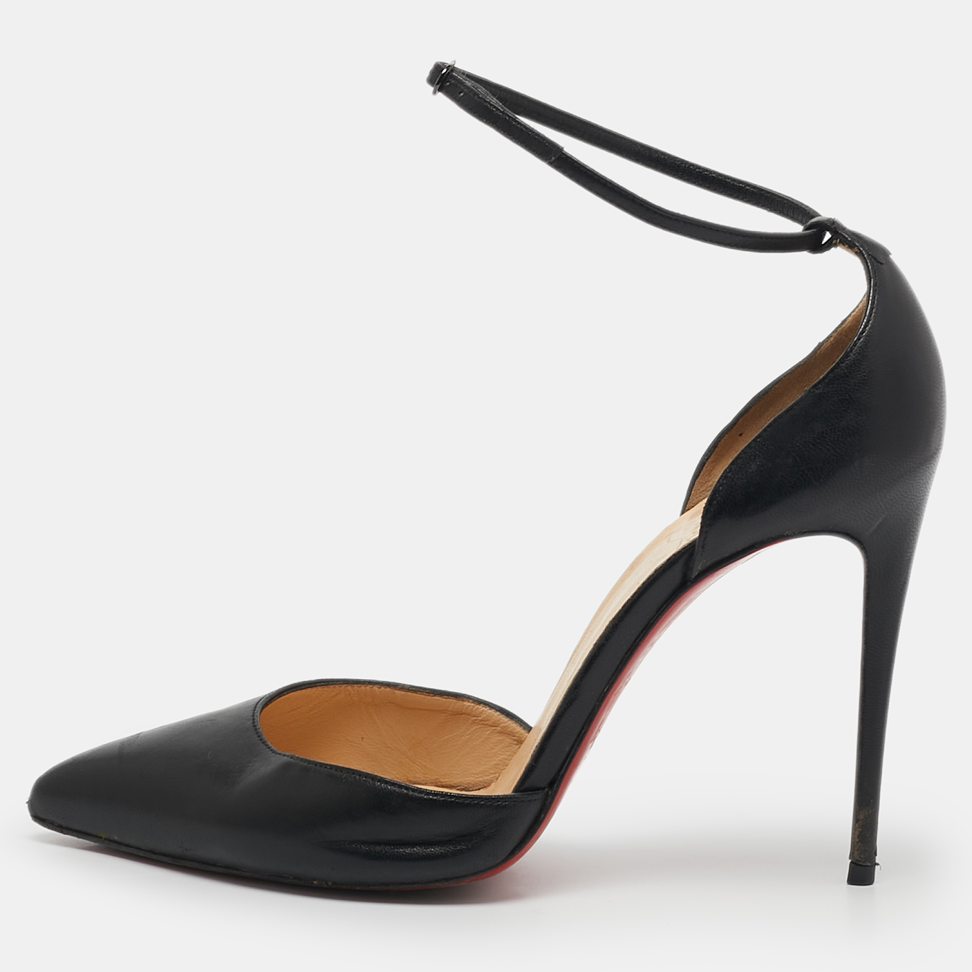 

Christian Louboutin Black Leather Uptown Ankle Strap D'Orsay Pumps Size