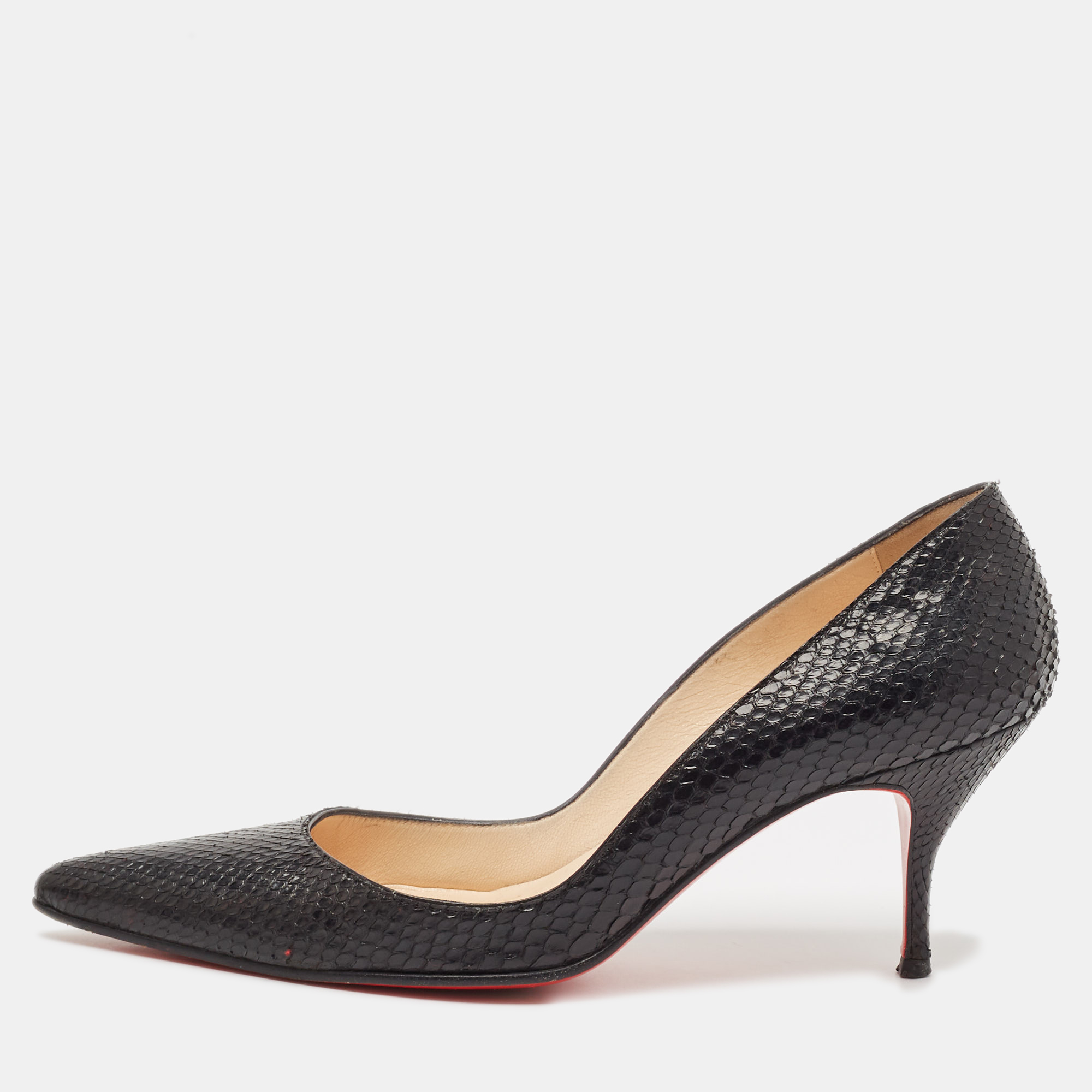 

Christian Louboutin Black Snakeskin Leather So Kate Pumps Size