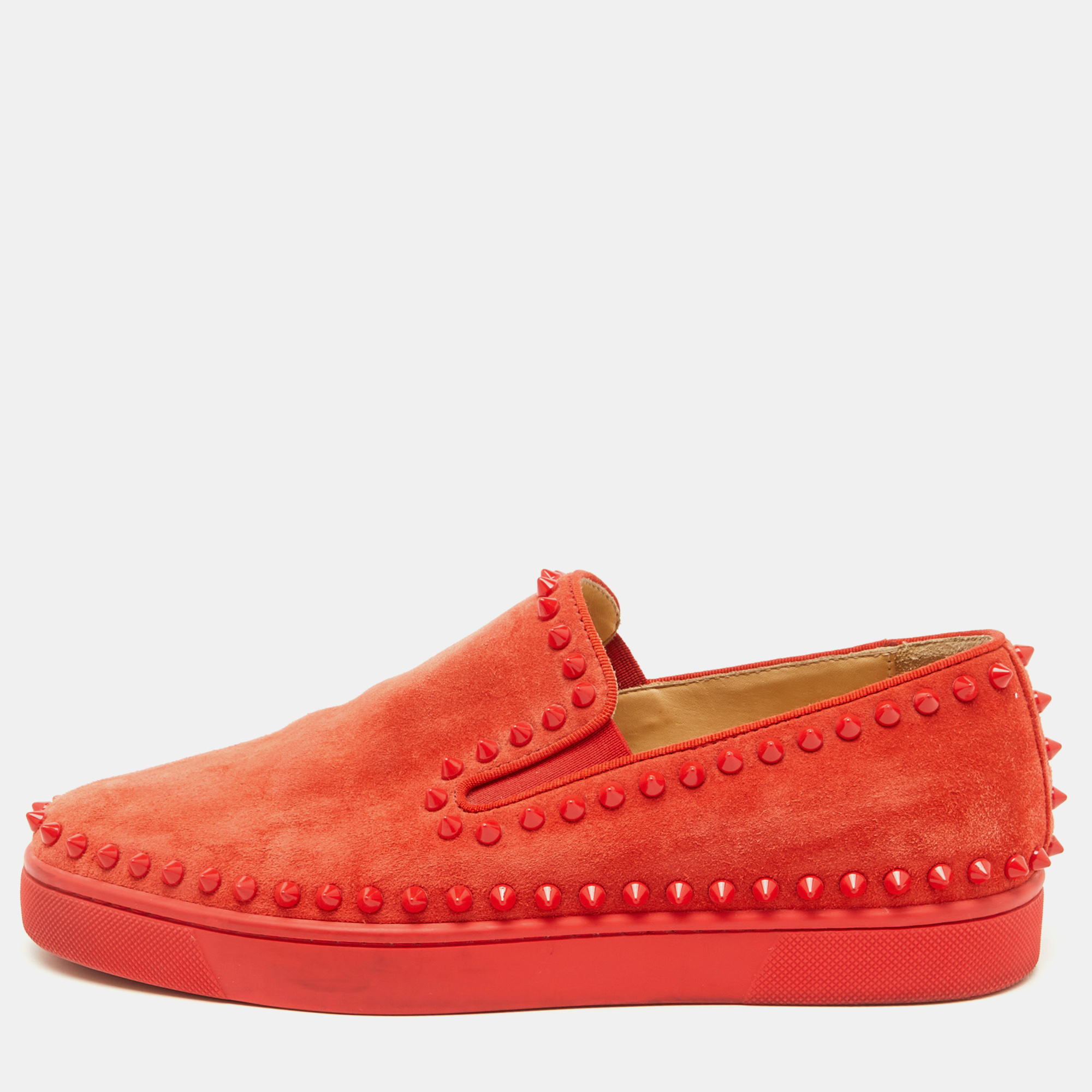 

Christian Louboutin Red Suede Pik Boat Slip On Sneakers Size