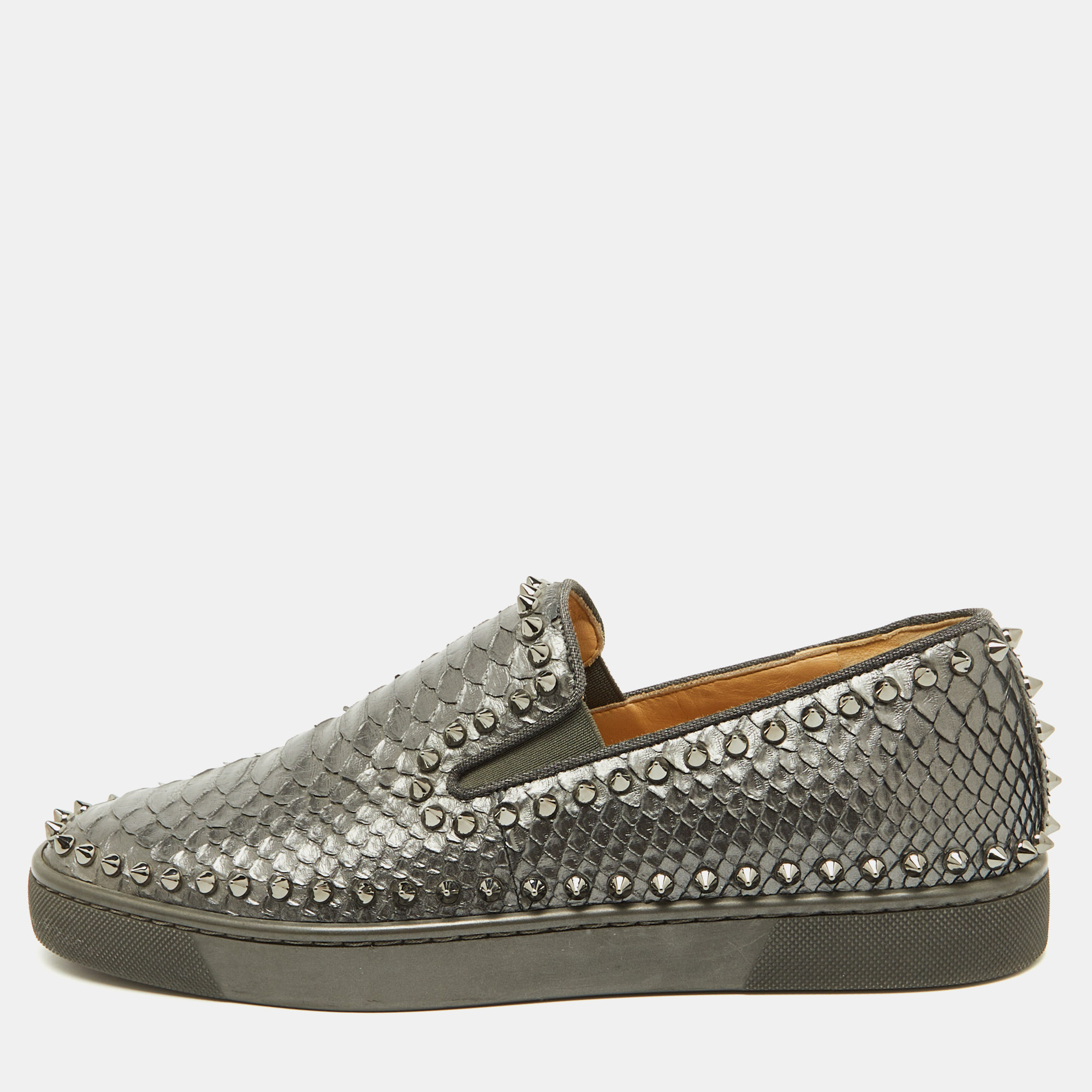 

Christian Louboutin Grey Python Pik Boat Slip On Sneakers Size