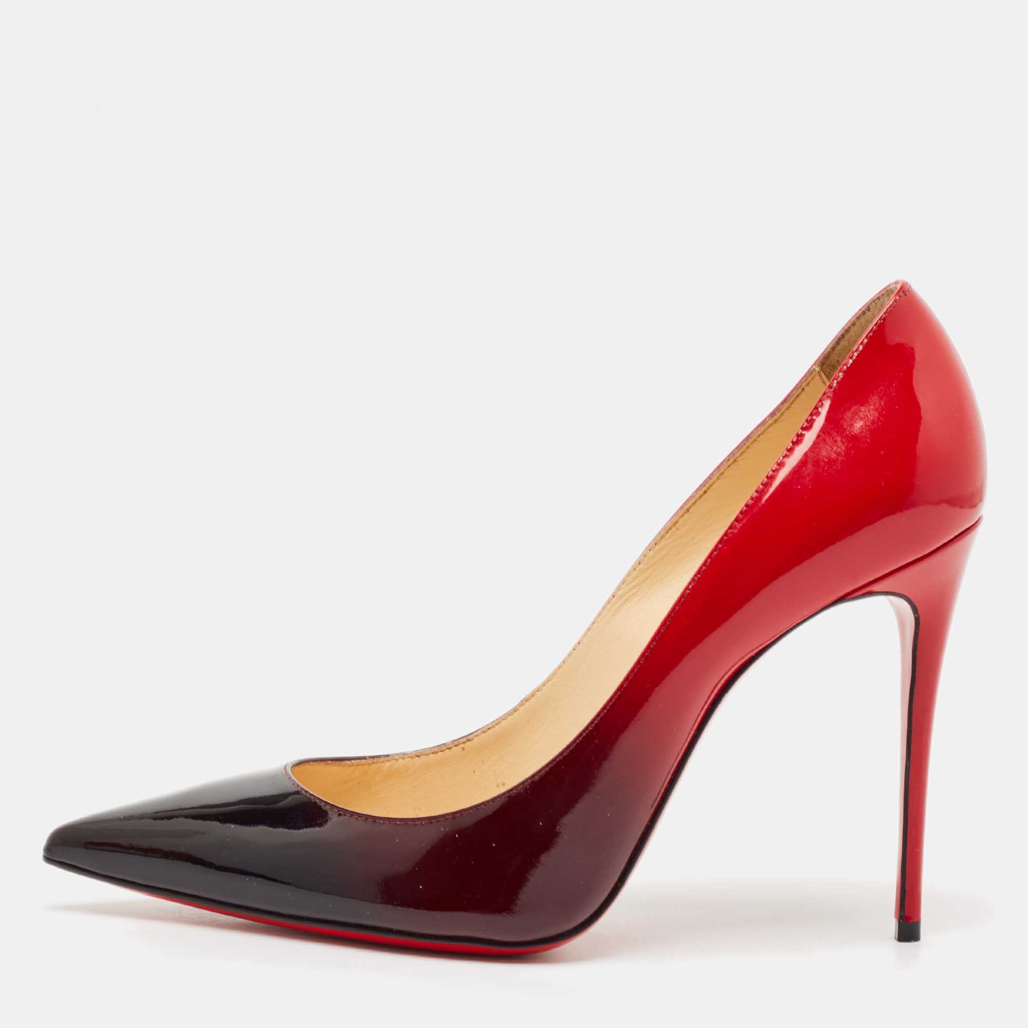 

Christian Louboutin Black/Red Patent Leather Kate Pumps Size