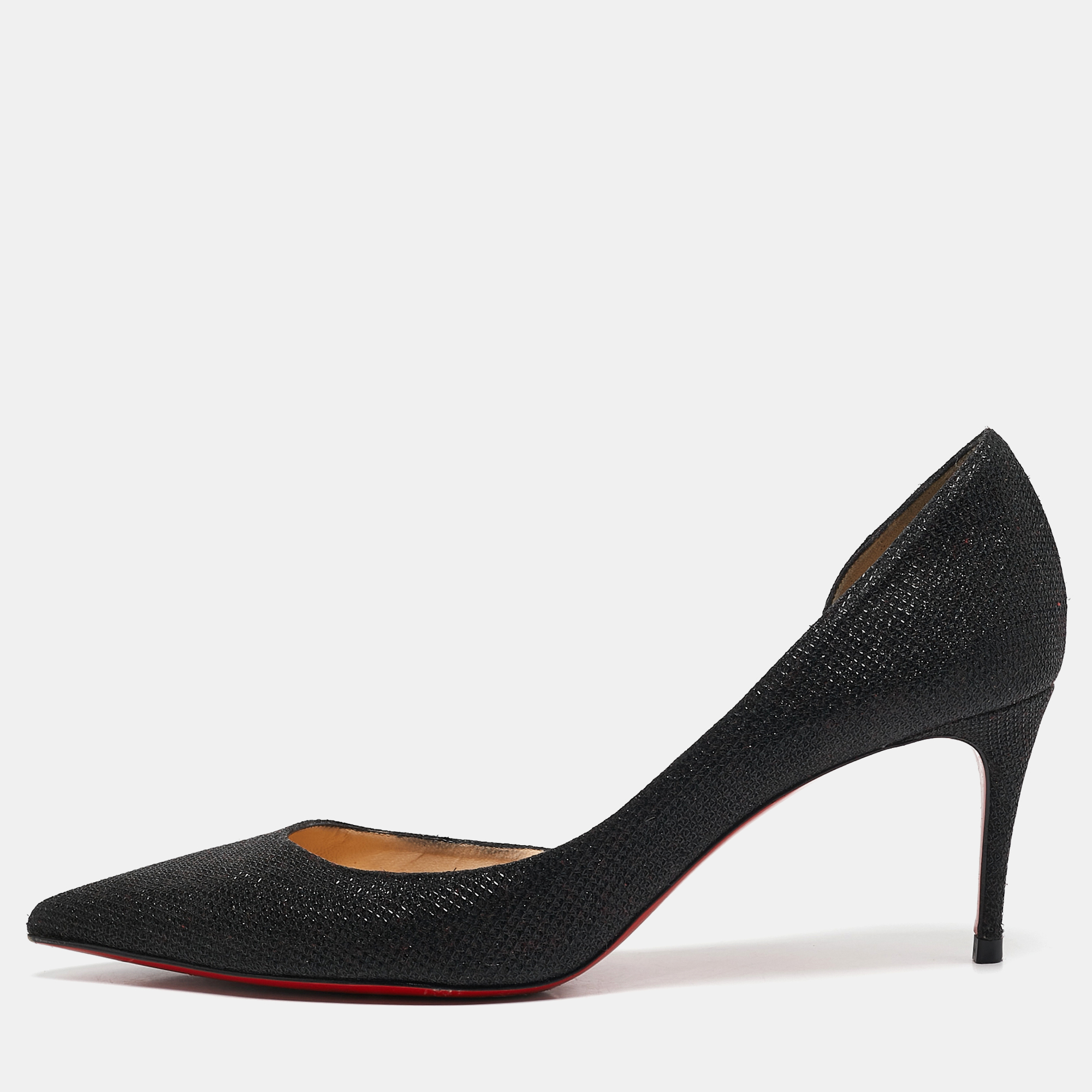 

Christian Louboutin Black Lurex Fabric Iriza D'orsay Pumps Size