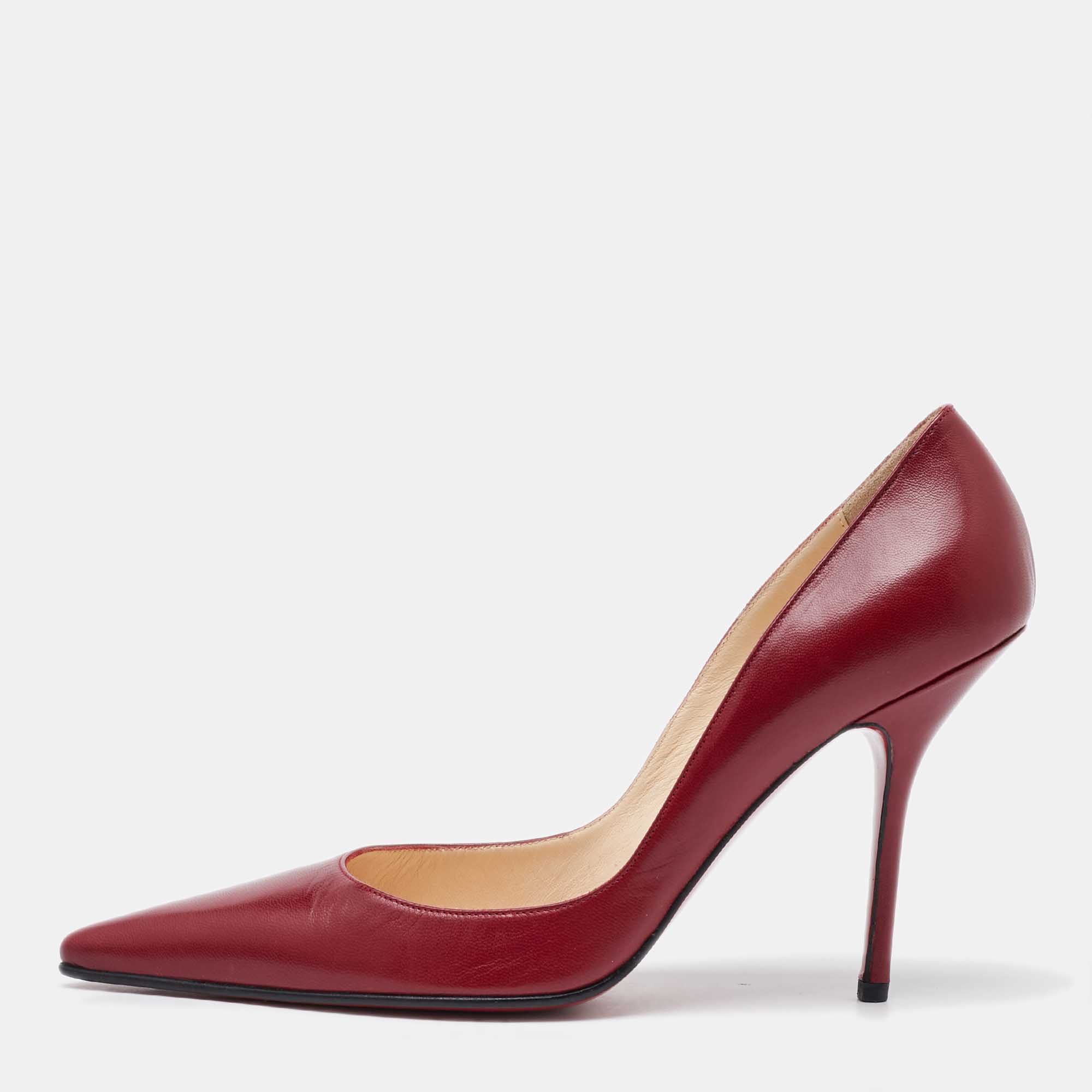 

Christian Louboutin Dark Red Leather Kate Max Pumps Size