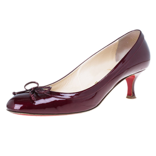 Pre Owned حذاء كعب عالي كريستيان لوبوتان مارسيا جلد أحمر داكن لامع مقاس 39