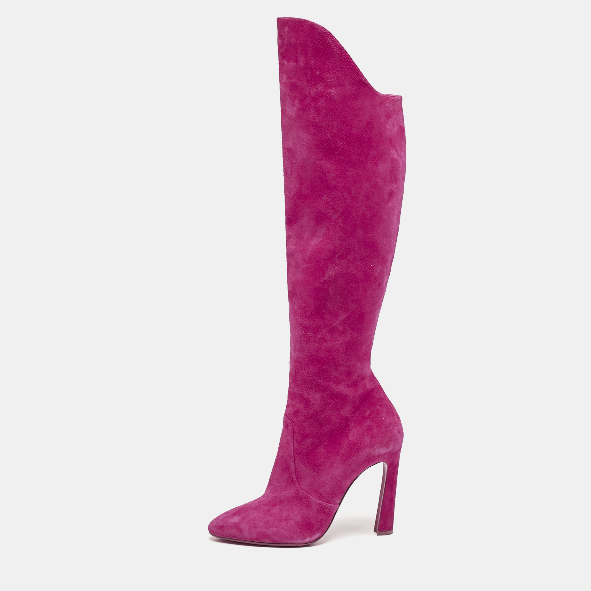 

Christian Louboutin Rose Pink Suede Zip Up Knee Length Boots Size
