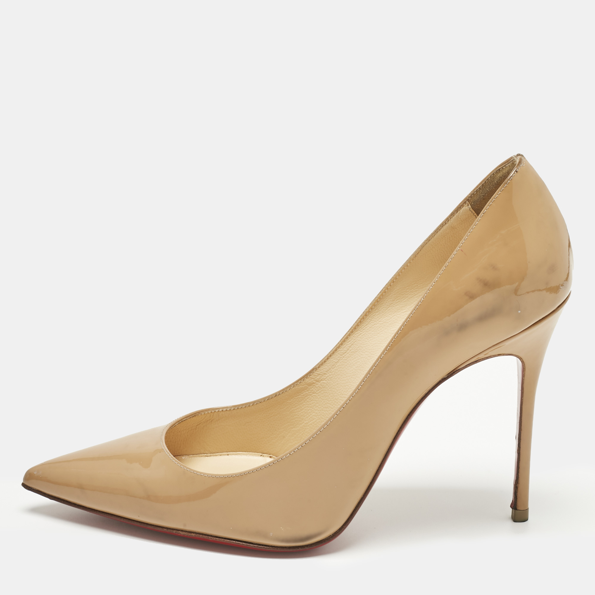 

Christian Louboutin Beige Patent Leather Kate Pumps Size