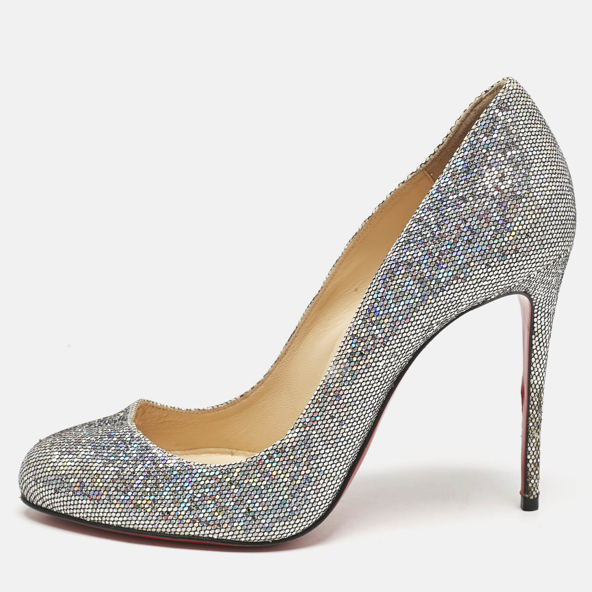 

Christian Louboutin Silver Glitter Disco Dorissima Pumps Size