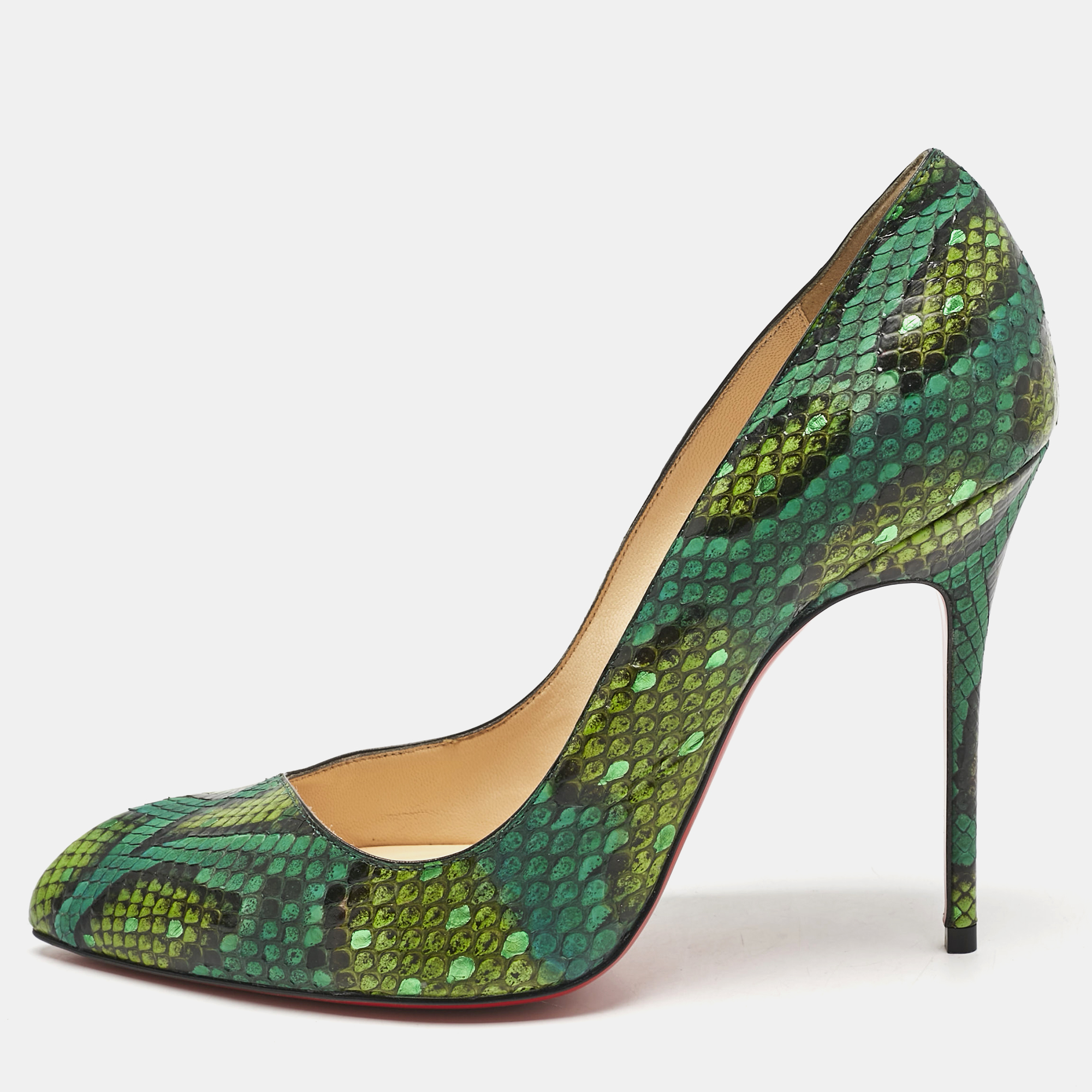 

Christian Louboutin Green Python Corneille Pumps Size