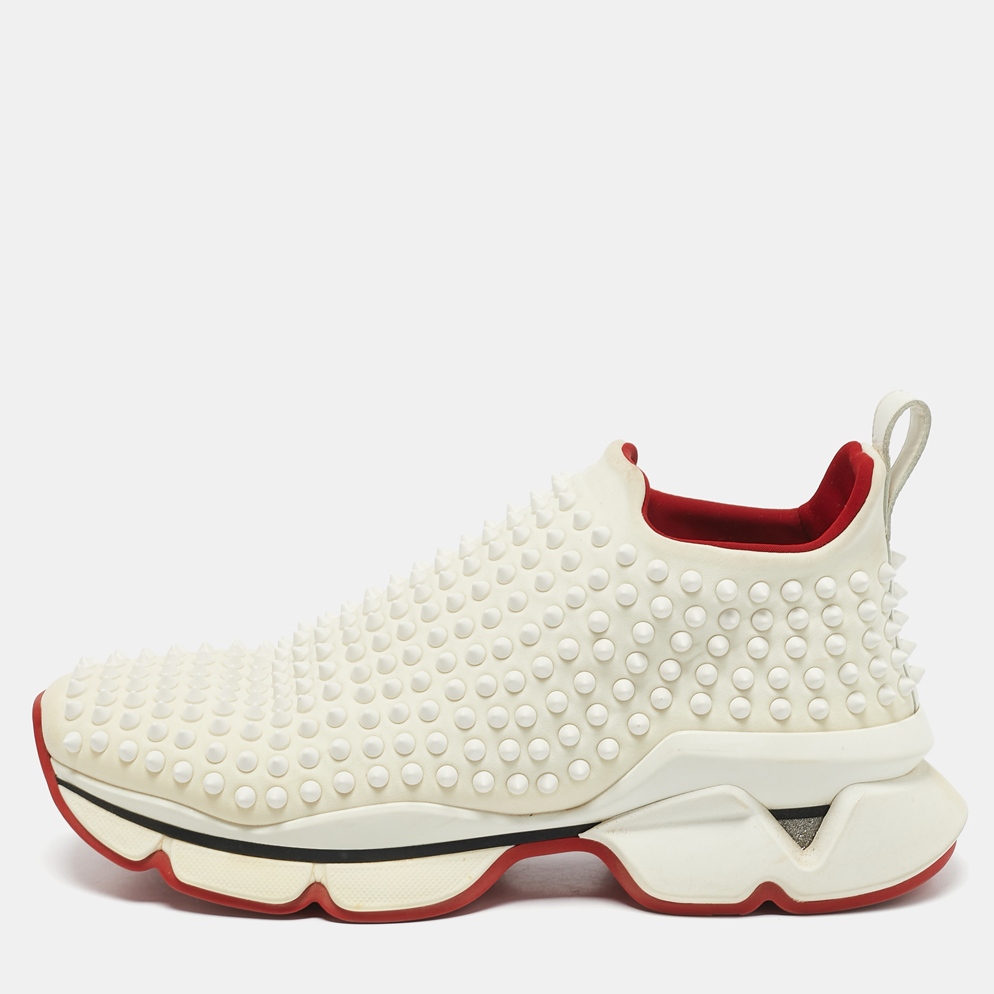 

Christian Louboutin White Fabric donna High Top Sneakers Size