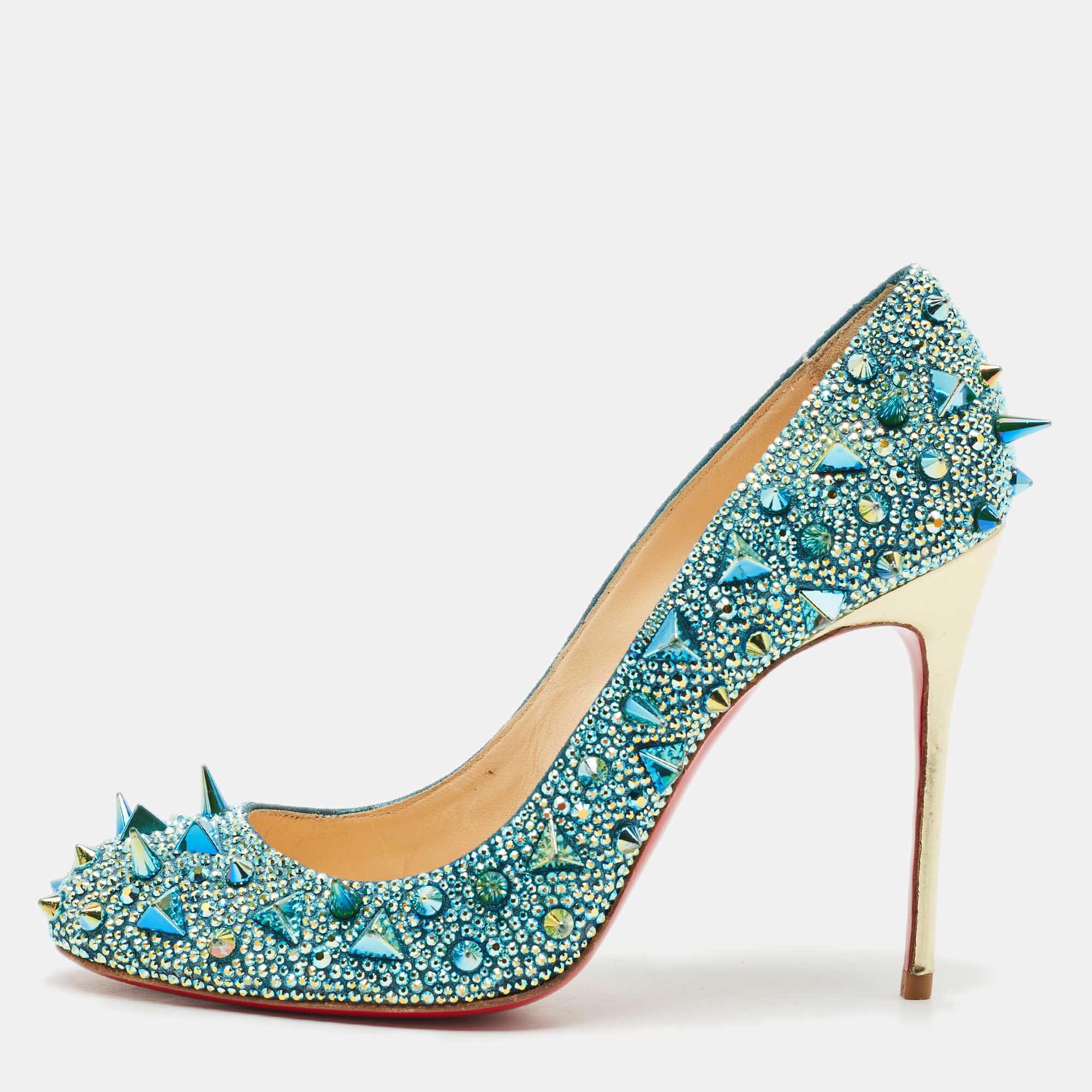 

Christian Louboutin Multicolor Crystals and Suede Tibur Pumps Size