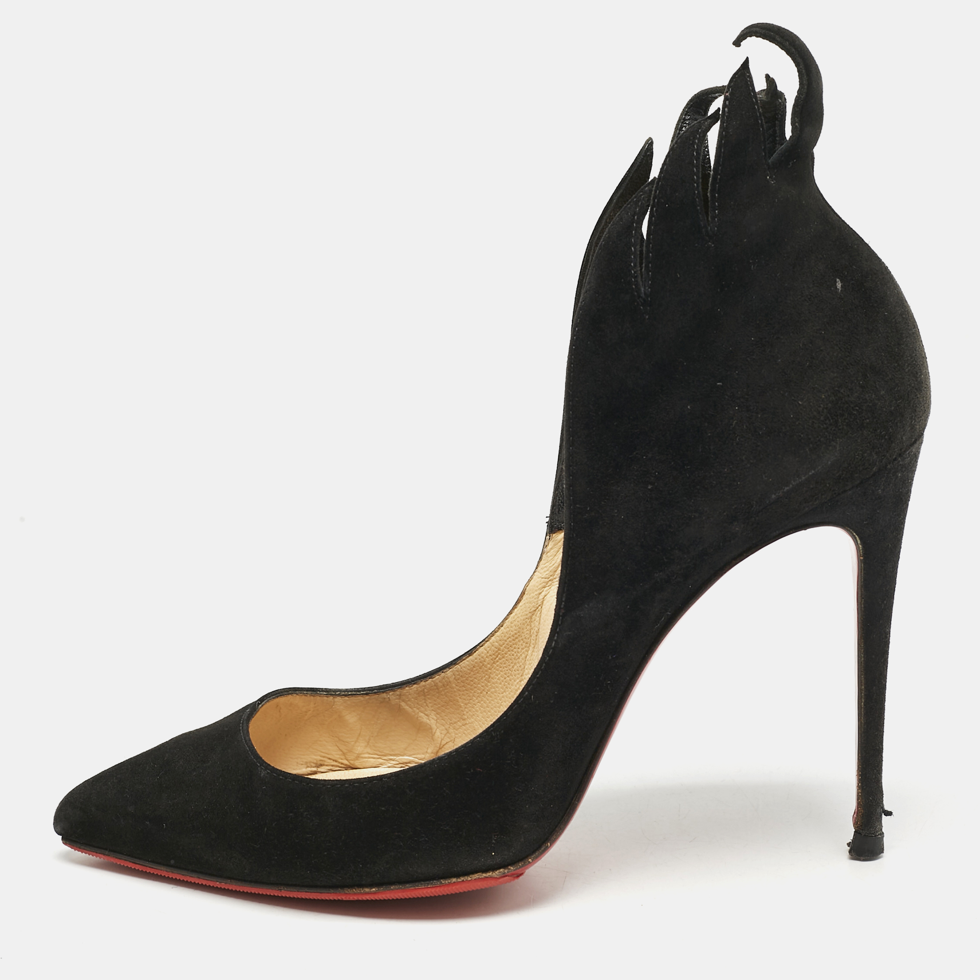 

Christian Louboutin Black Suede Victorina Flame Pumps Size