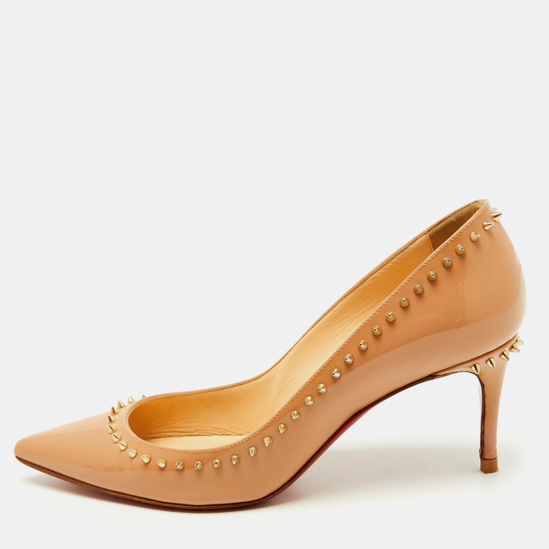 

Christian Louboutin Beige Patent Leather Anjalina Pumps Size