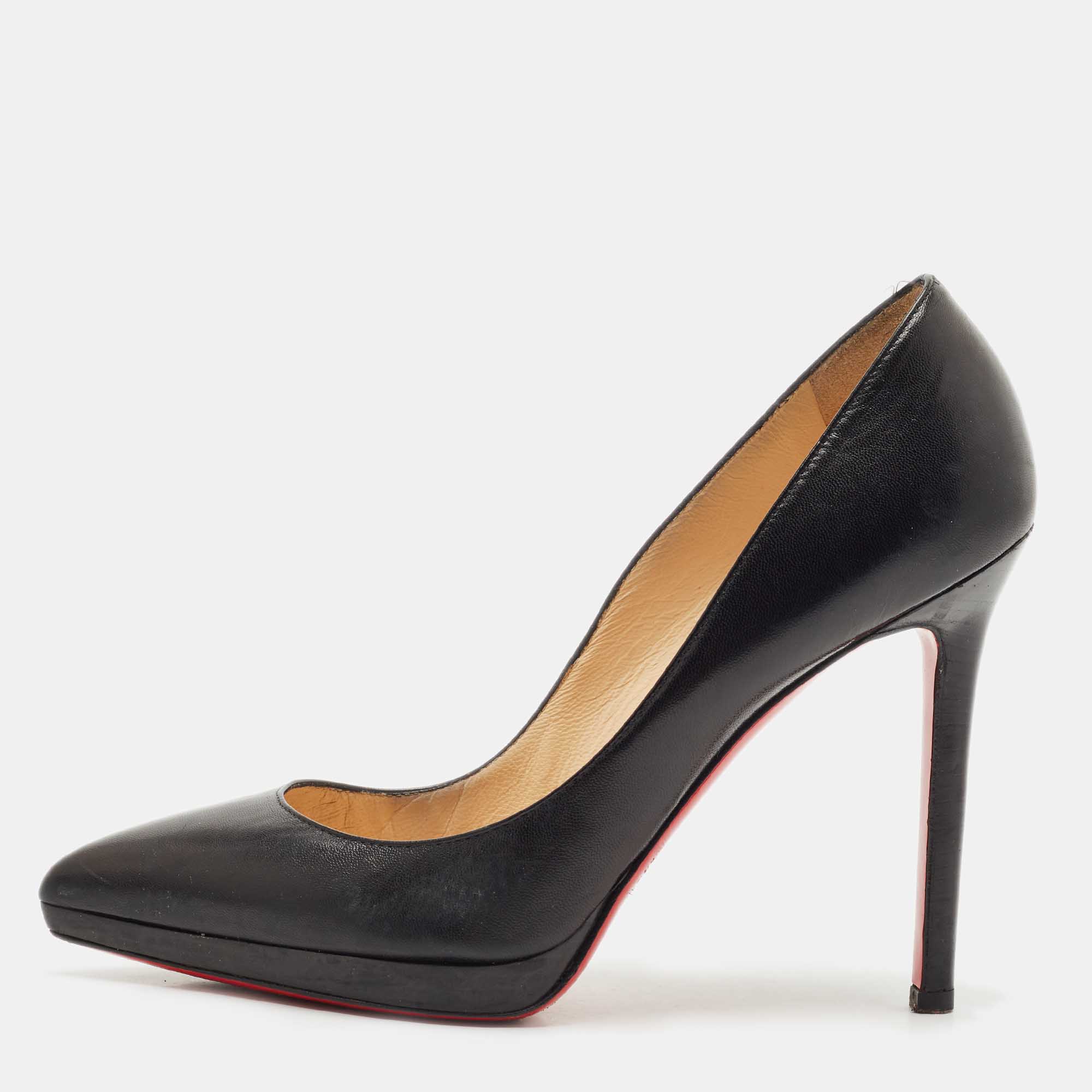 

Christian Louboutin Black Leather Pigalle Plato Pointed Toe Pumps Size