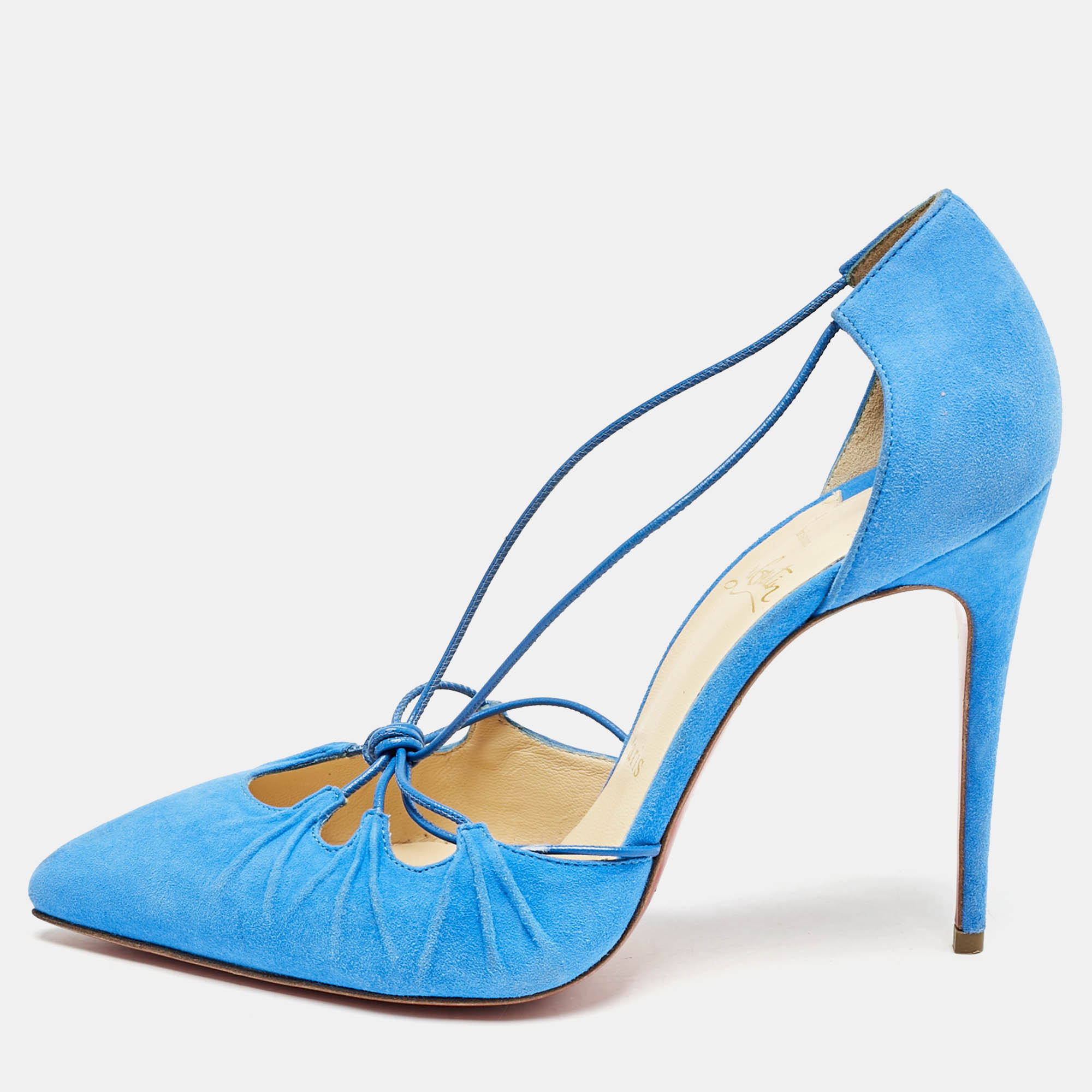 

Christian Louboutin Blue Suede Riri Pumps Size