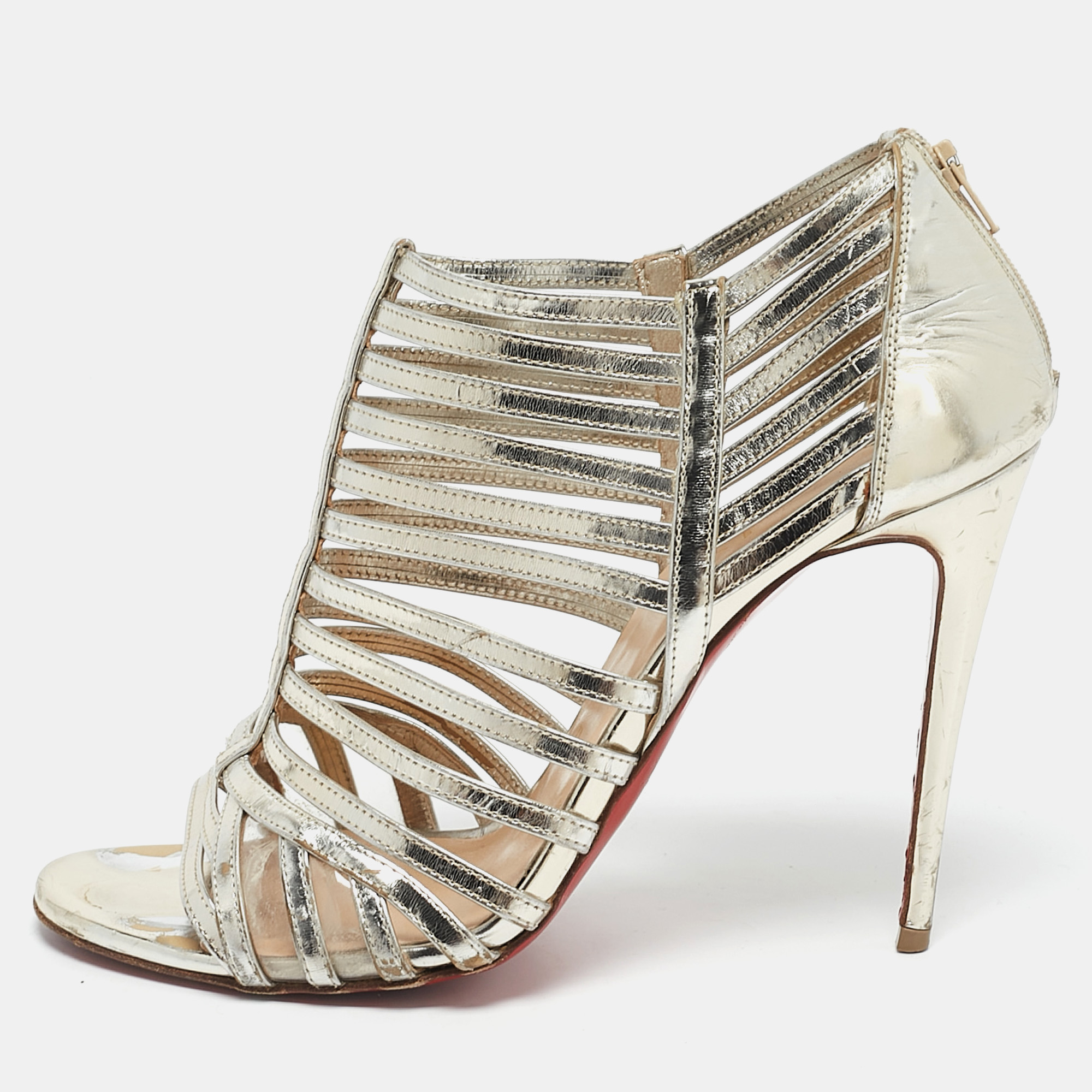 

Christian Louboutin Light Gold Leather City Jolly Cage Sandals Size