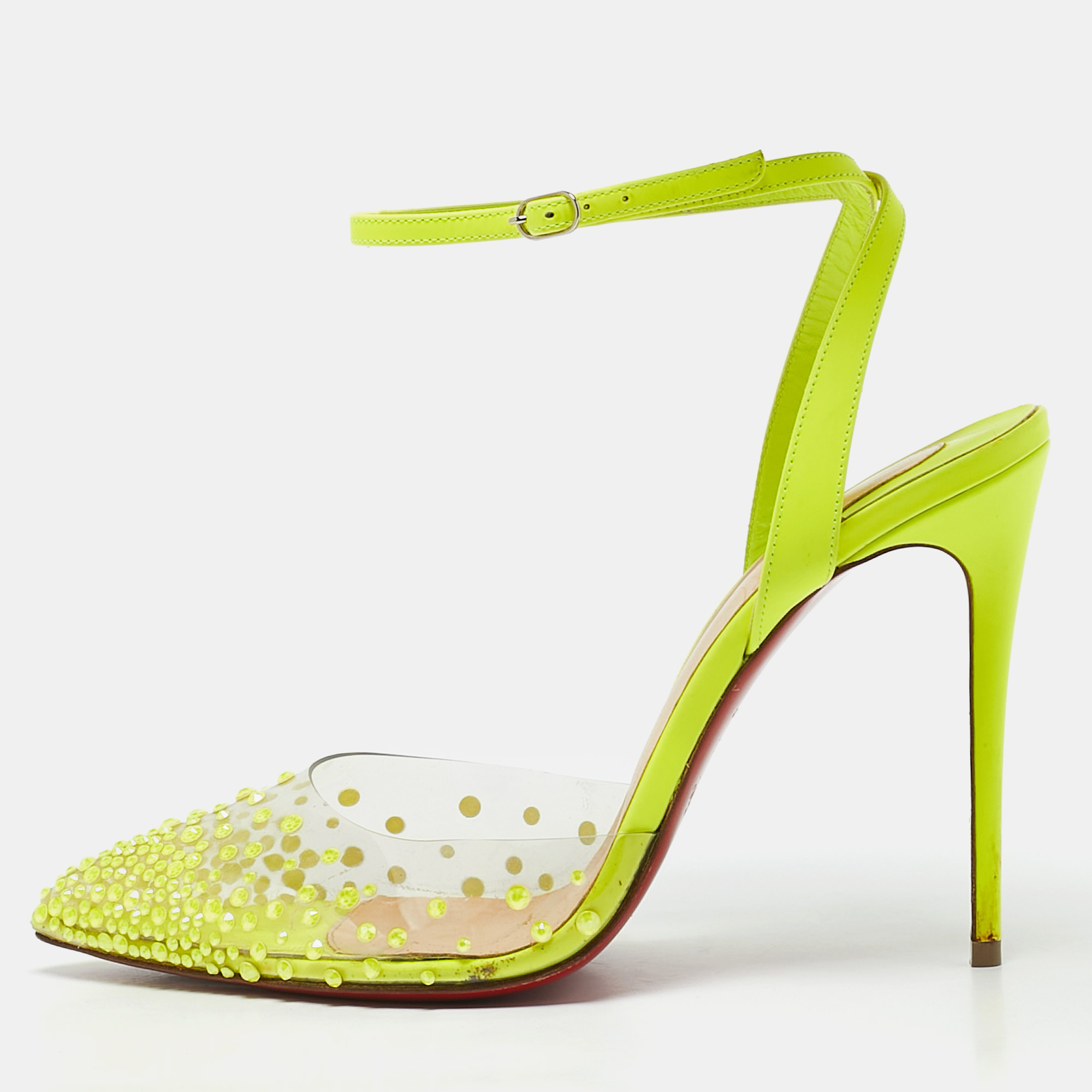 

Christian Louboutin Green PVC Spikaqueen Pumps Size