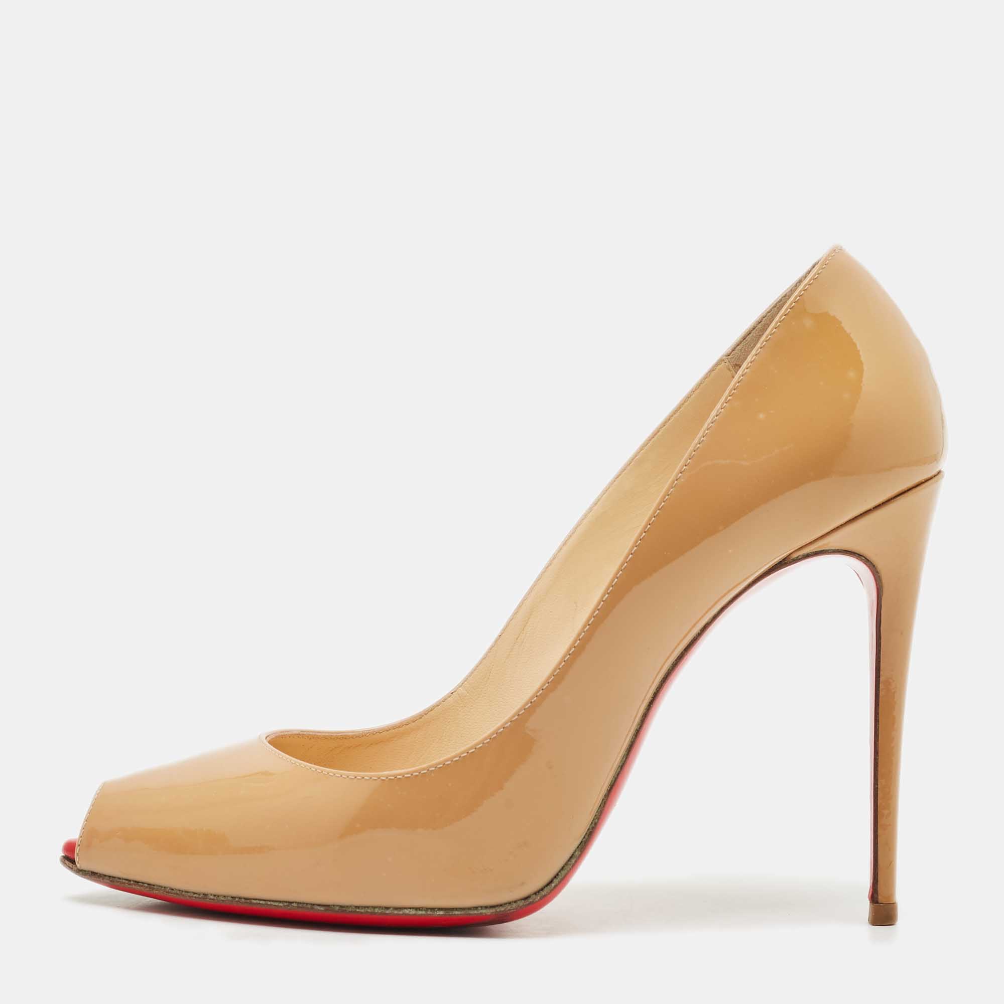 

Christian Louboutin Beige Patent Leather Tibur Pumps Size