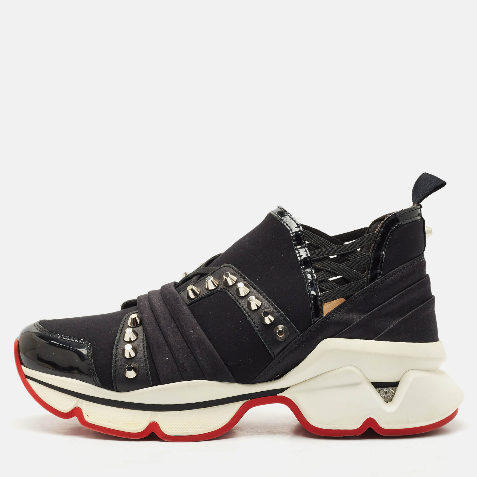 

Christian Louboutin Black Neoprene 123 Run Sneakers Size
