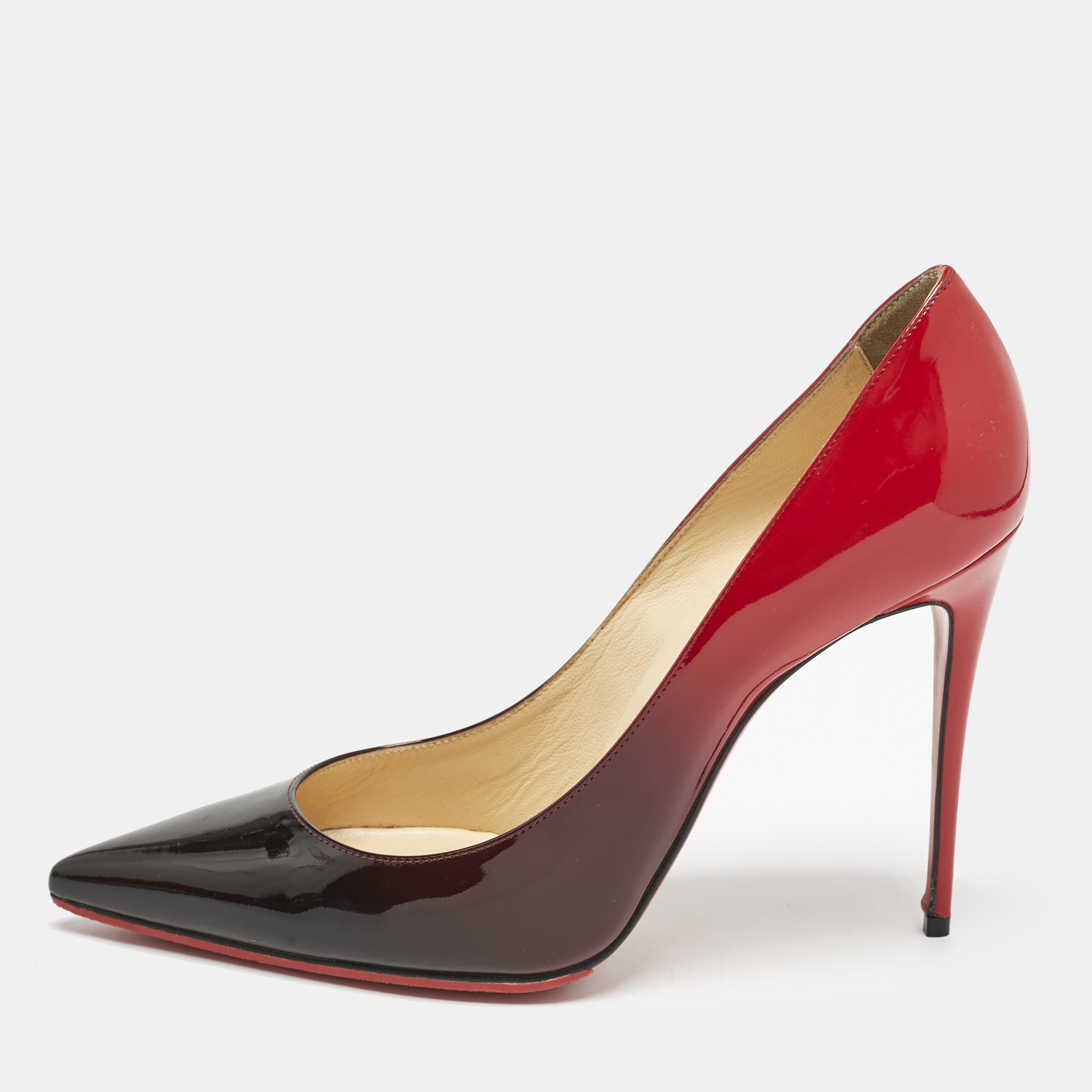 

Christian Louboutin Black/Red Patent Leather Kate Pumps Size