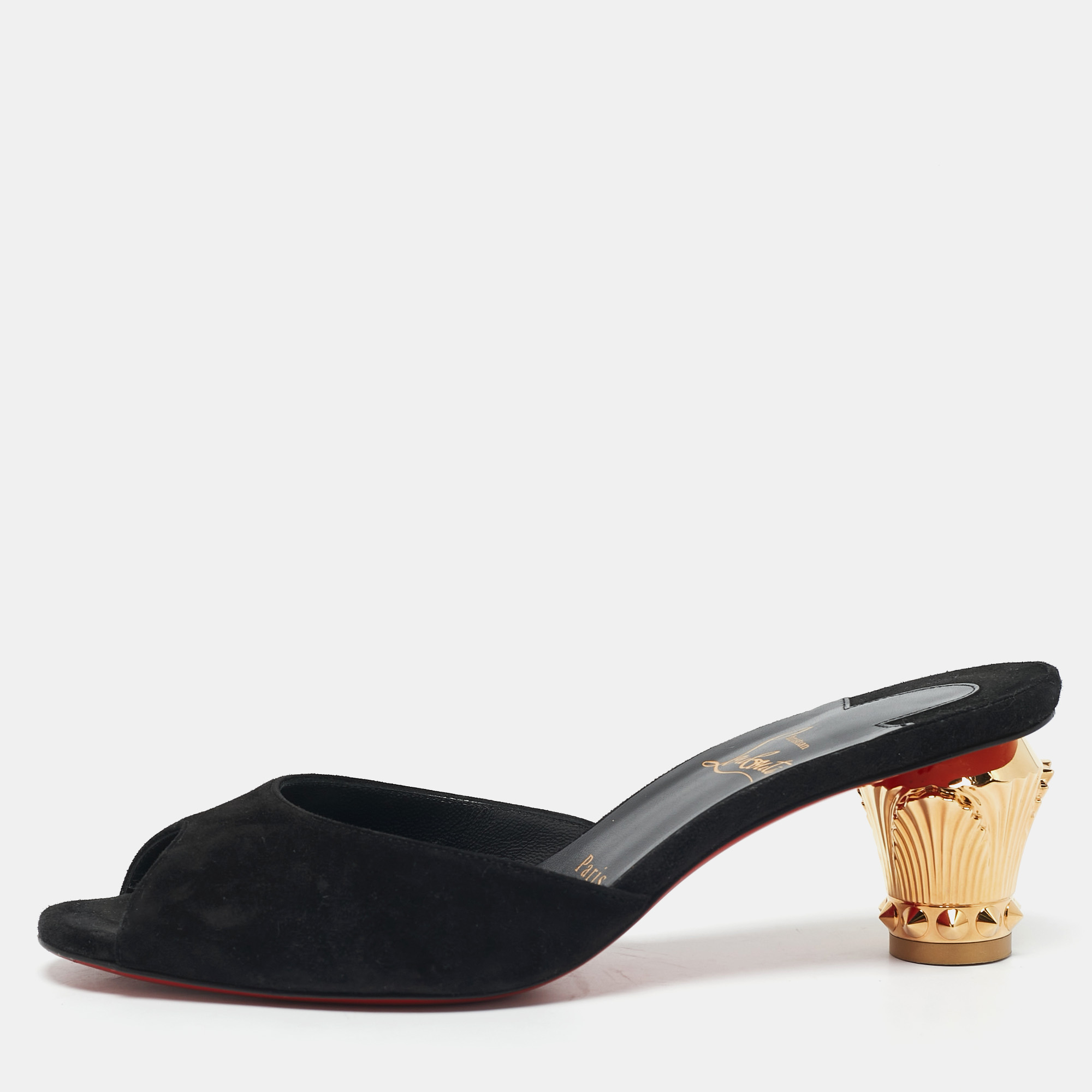

Christian Louboutin Black Suede Lipsita Slide Sandals Size