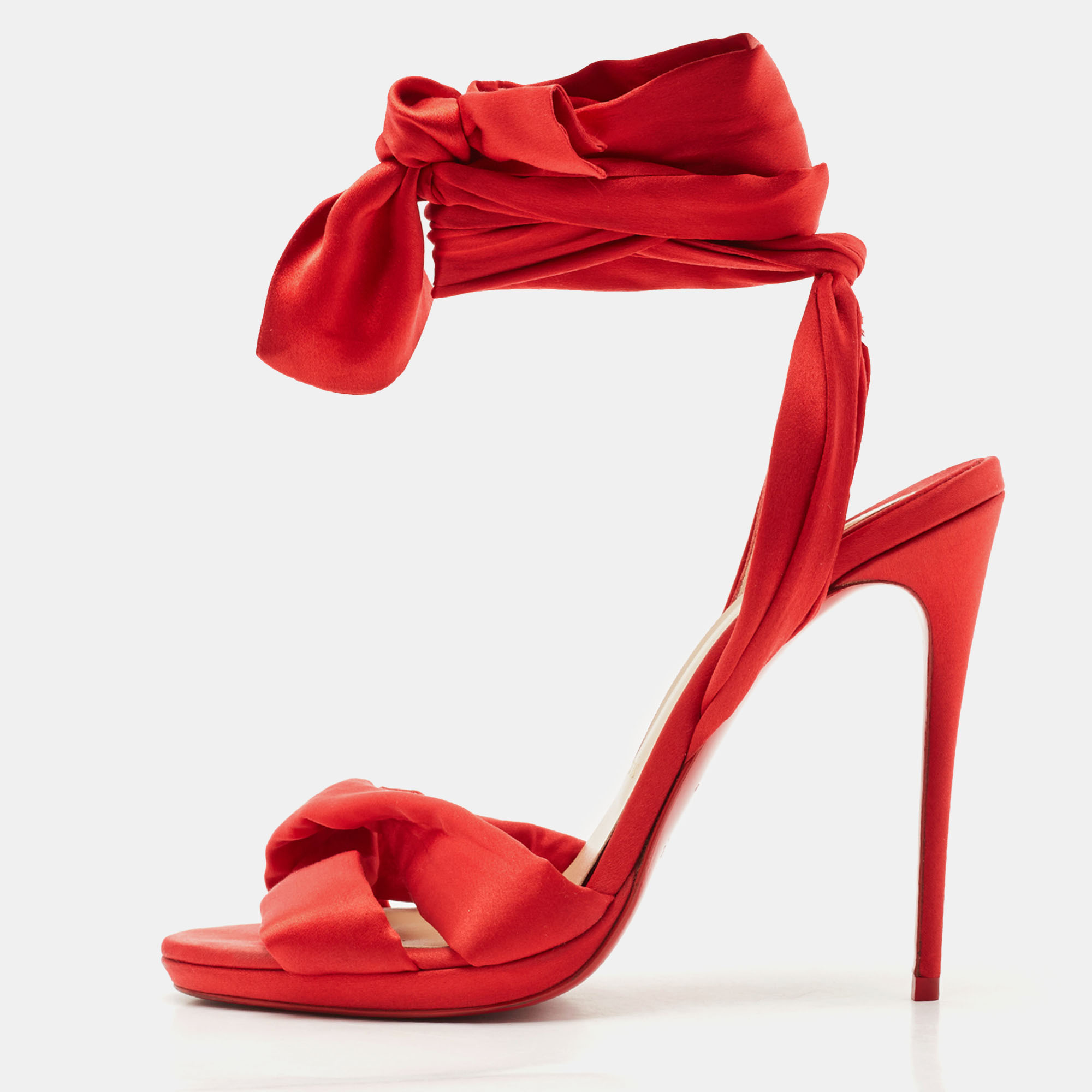 

Christian Louboutin Red Satin Tres Frais Sandals Size
