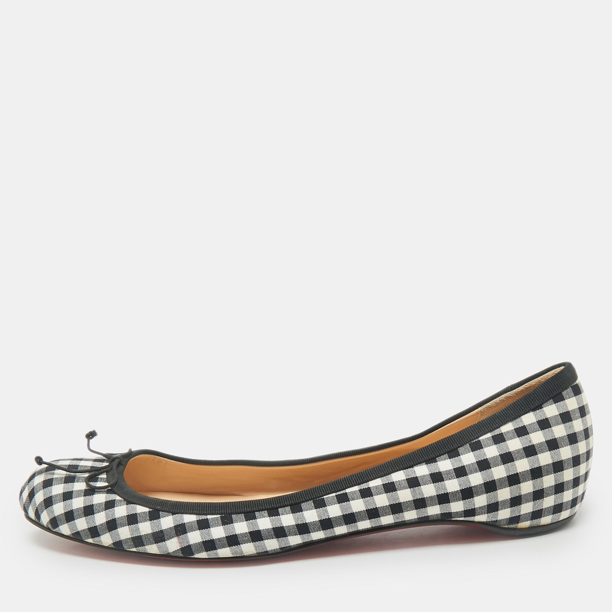 

Christian Louboutin White/Black Canvas Ballet Flats Size