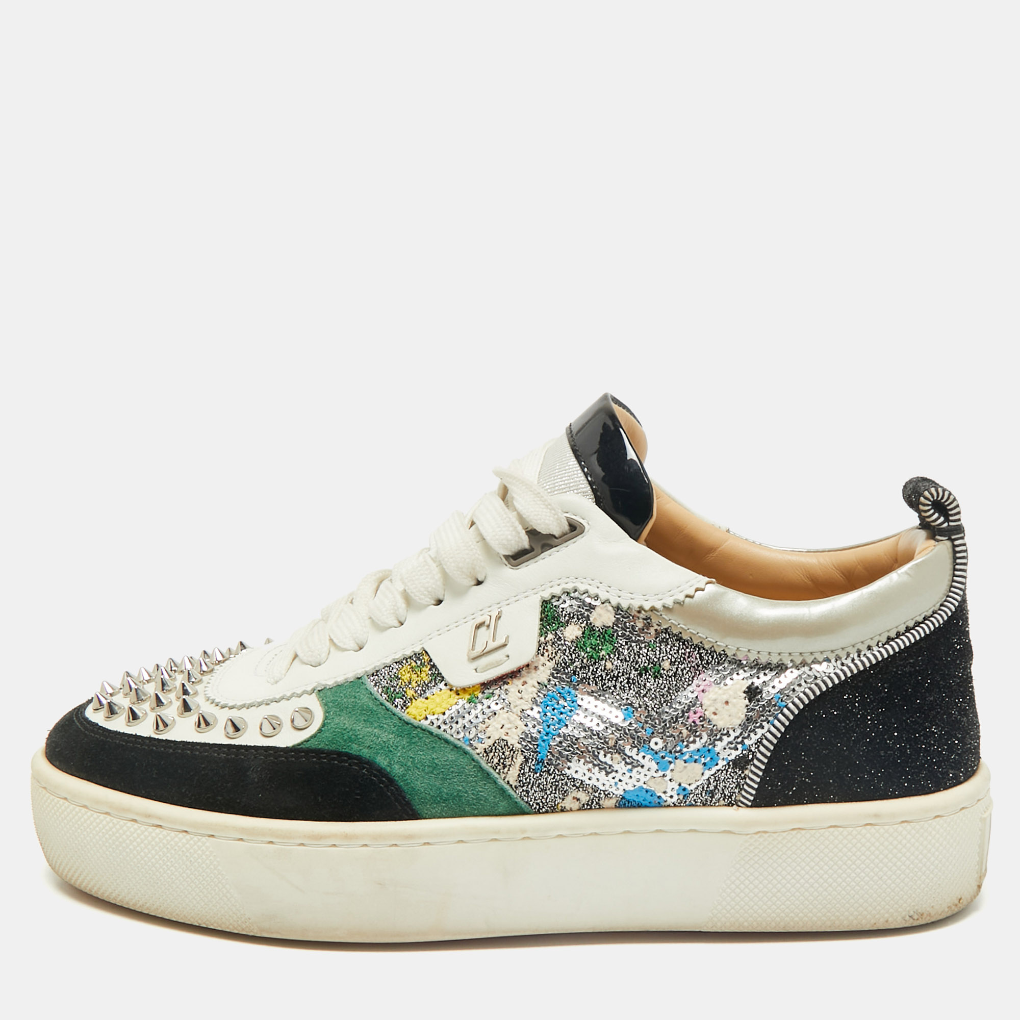 

Christian Louboutin Multicolor Leather and Sequin Happyrui Sneakers Size