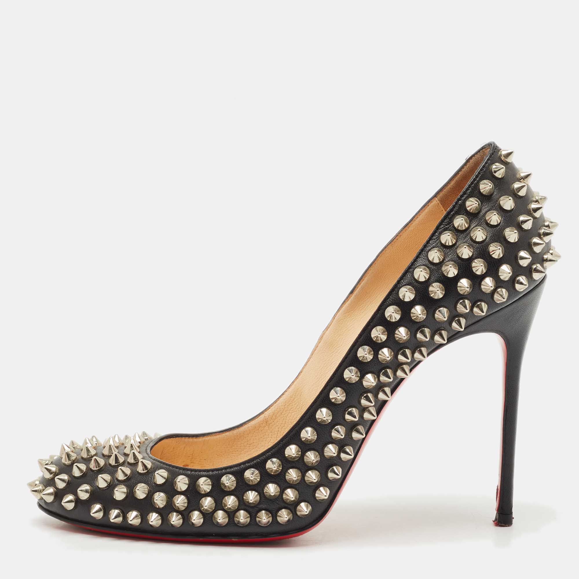

Christian Louboutin Black Leather Pigalle Spikes Pumps Size