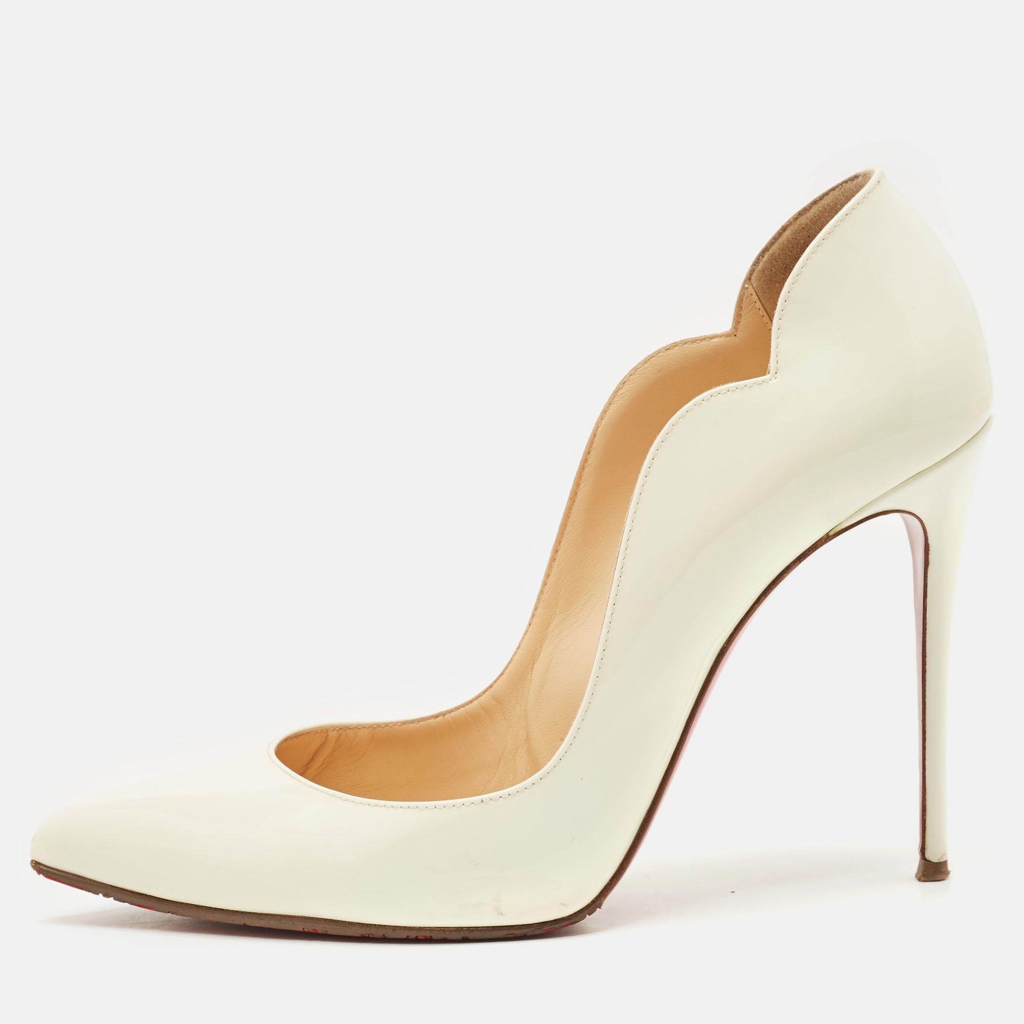 

Christian Louboutin White Patent Leather Hot Chick Pumps Size