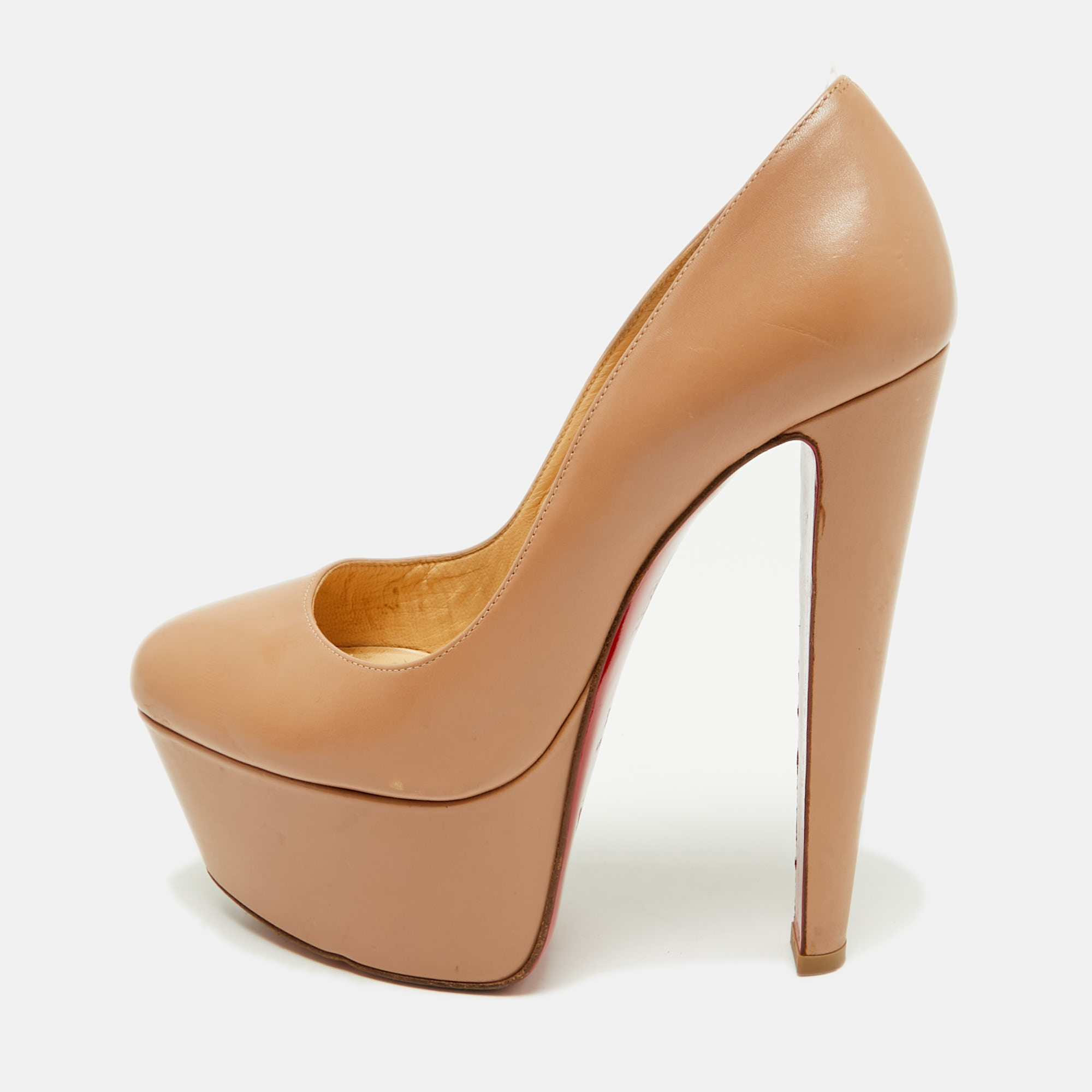 

Christian Louboutin Beige Leather Bianca Platform Pumps Size
