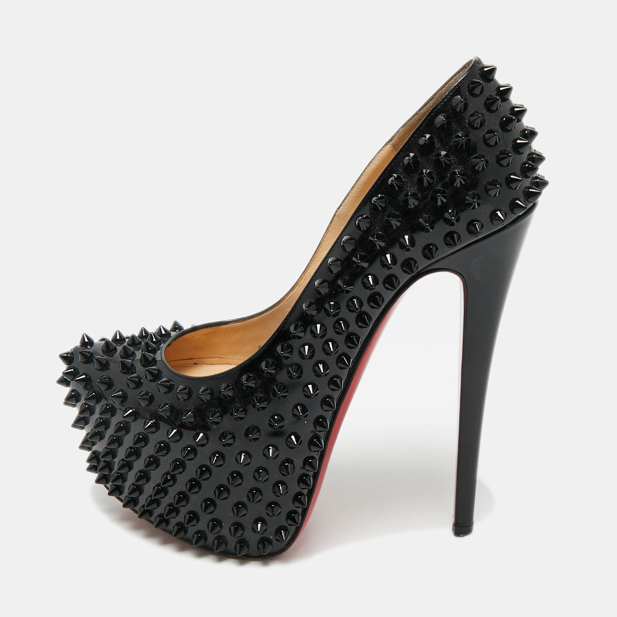

Christian Louboutin Patent Leather Spike Daffodile Pumps Size, Black