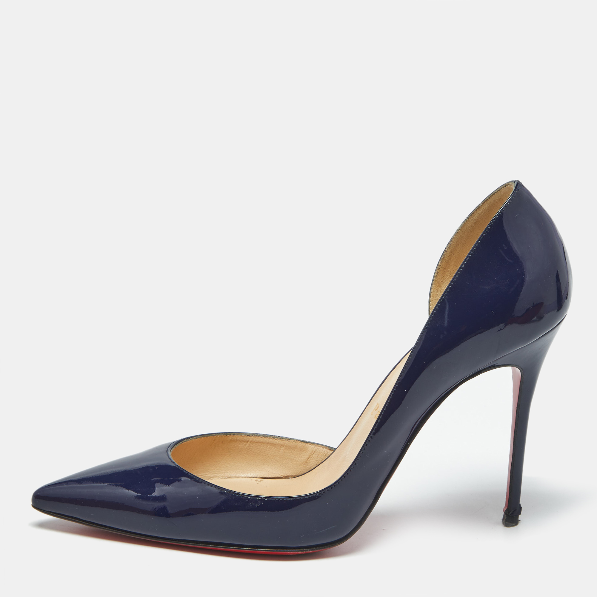 

Christian Louboutin Navy Blue Patent Leather Iriza D'orsay Pumps Size