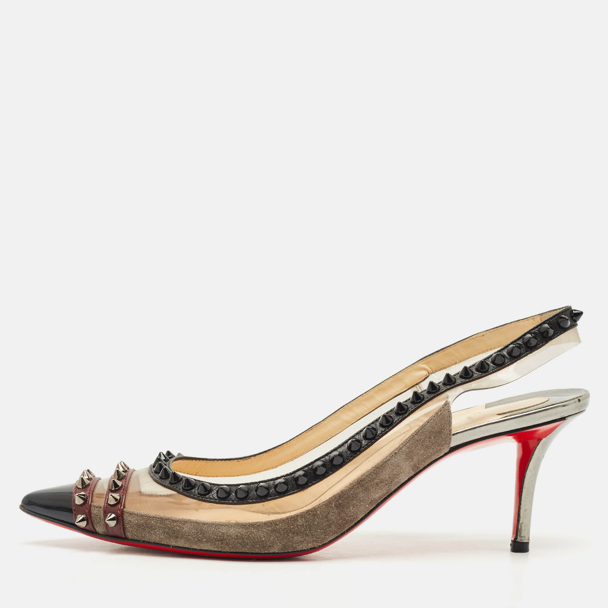 

Christian Louboutin Tricolor Suede and PVC Paulina Slingback Pumps Size, Multicolor