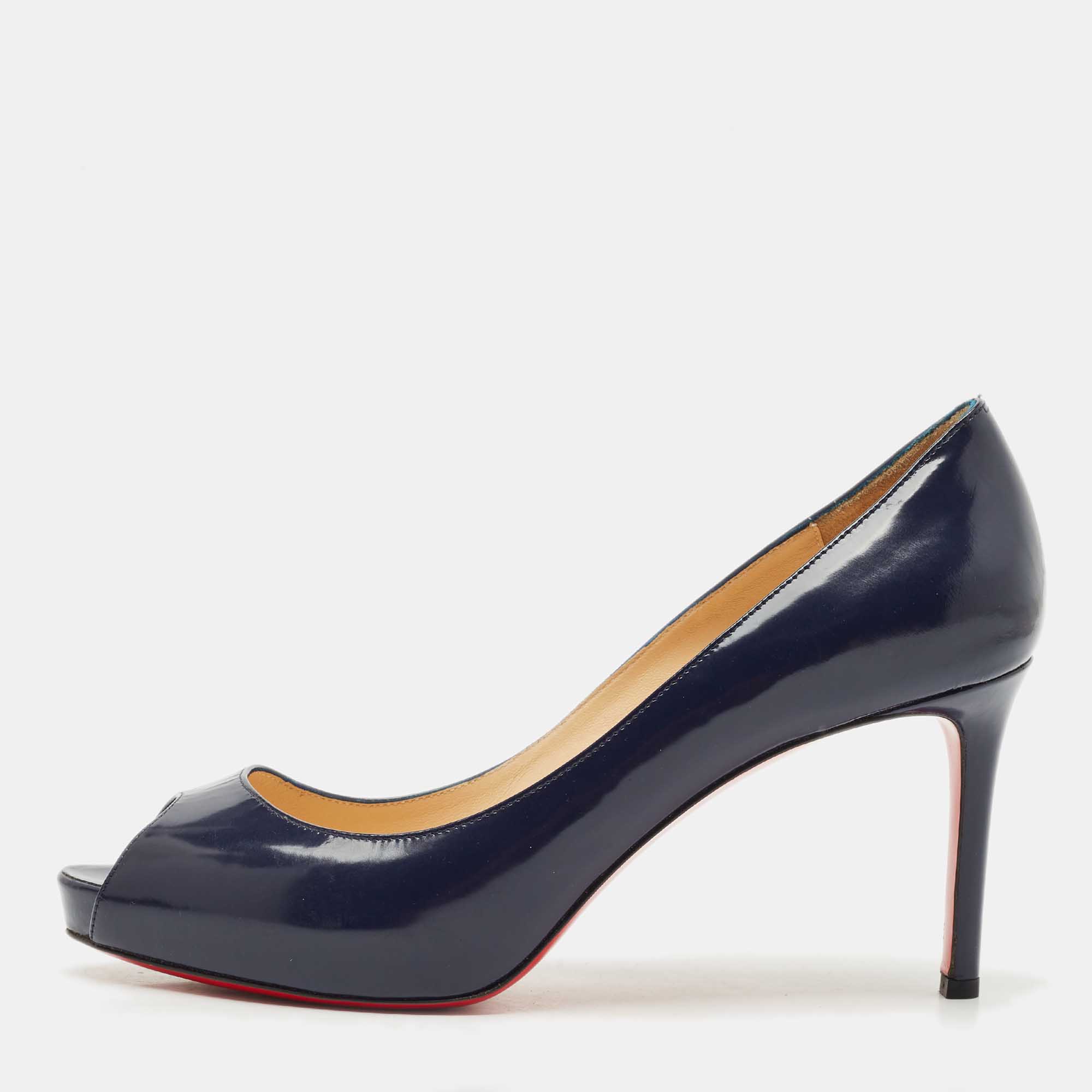 

Christian Louboutin Navy Blue Leather Very Prive Pumps Size