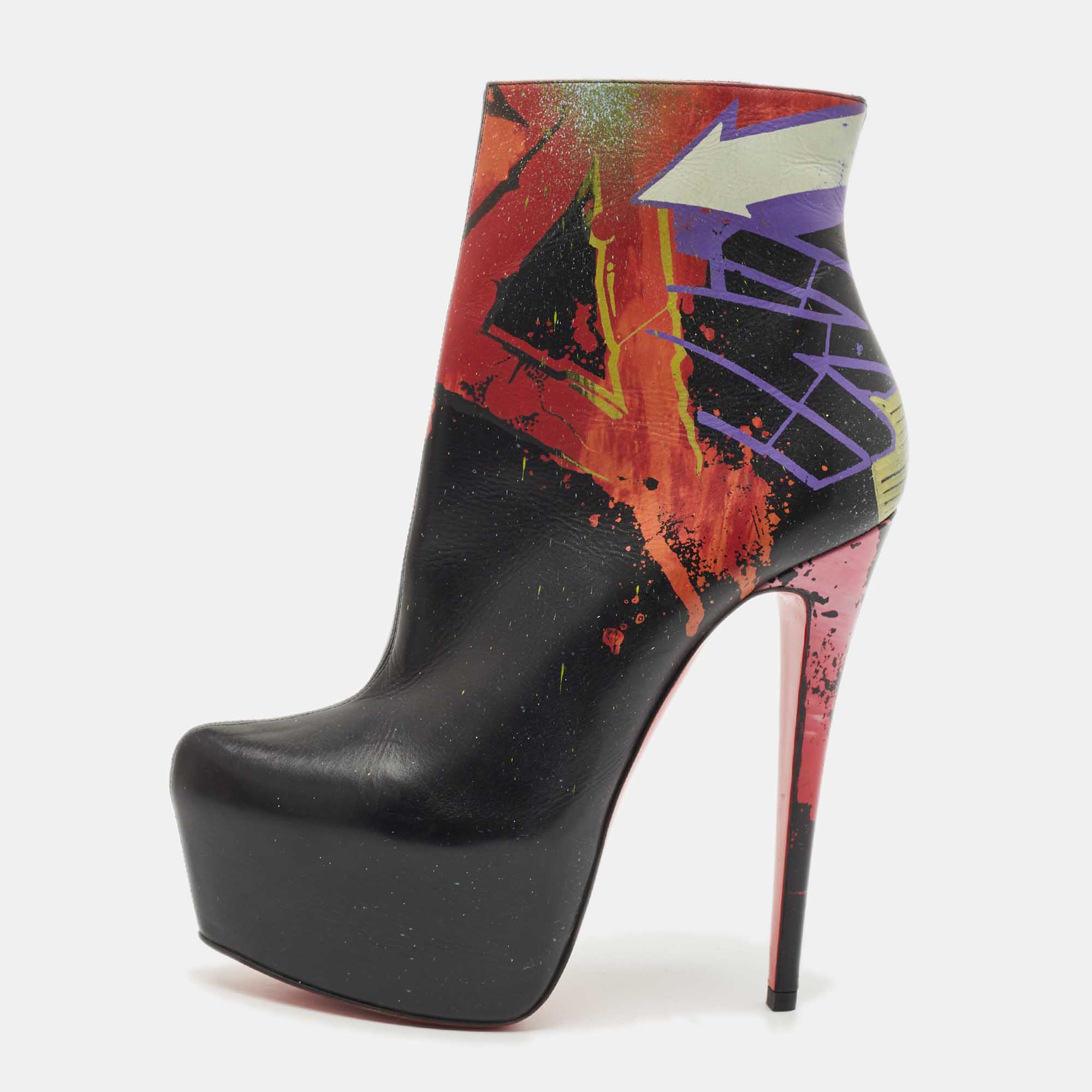 

Christian Louboutin Multicolor Leather Daf Booty Ankle Boots Size
