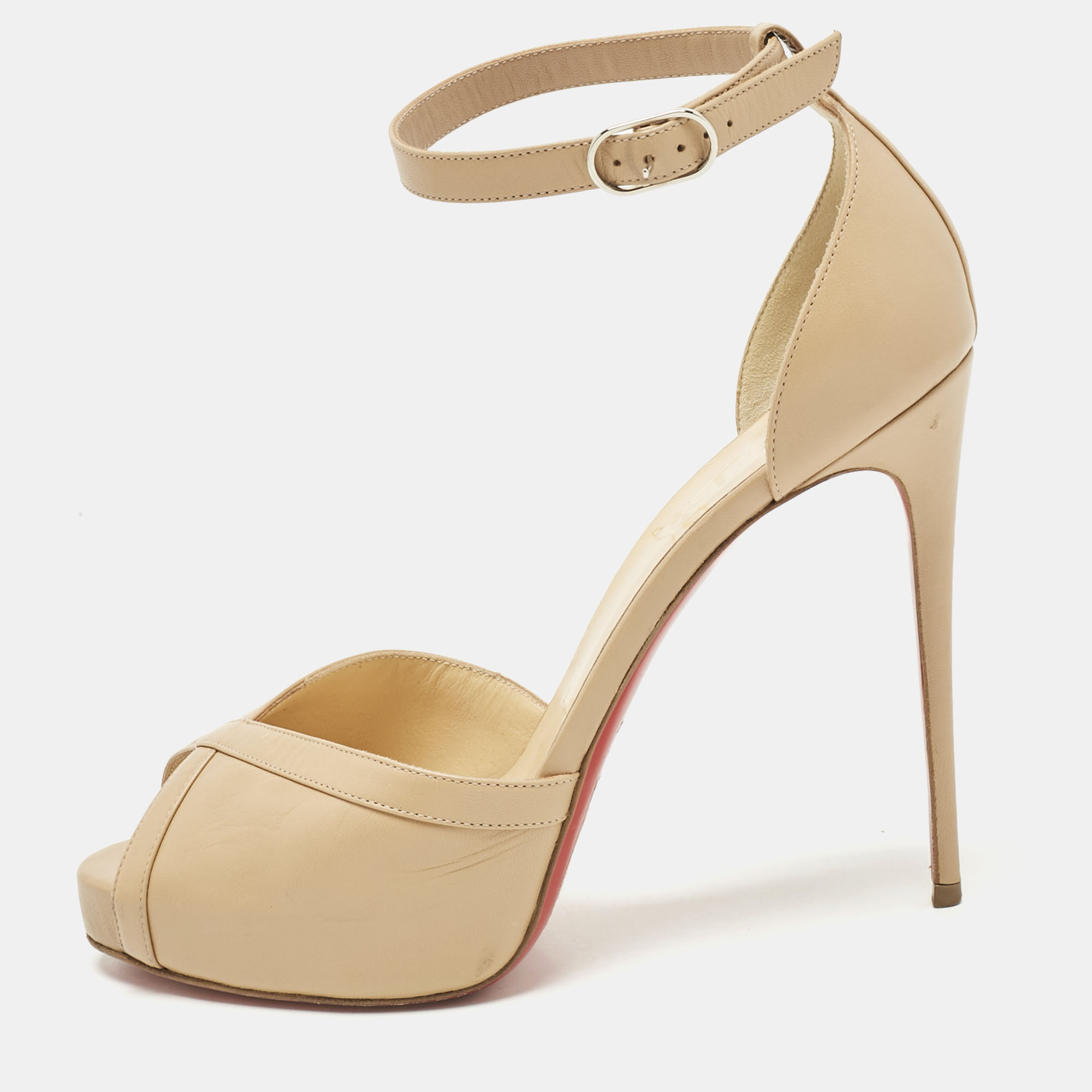 

Christian Louboutin Beige Leather Very Cathy Sandals Size