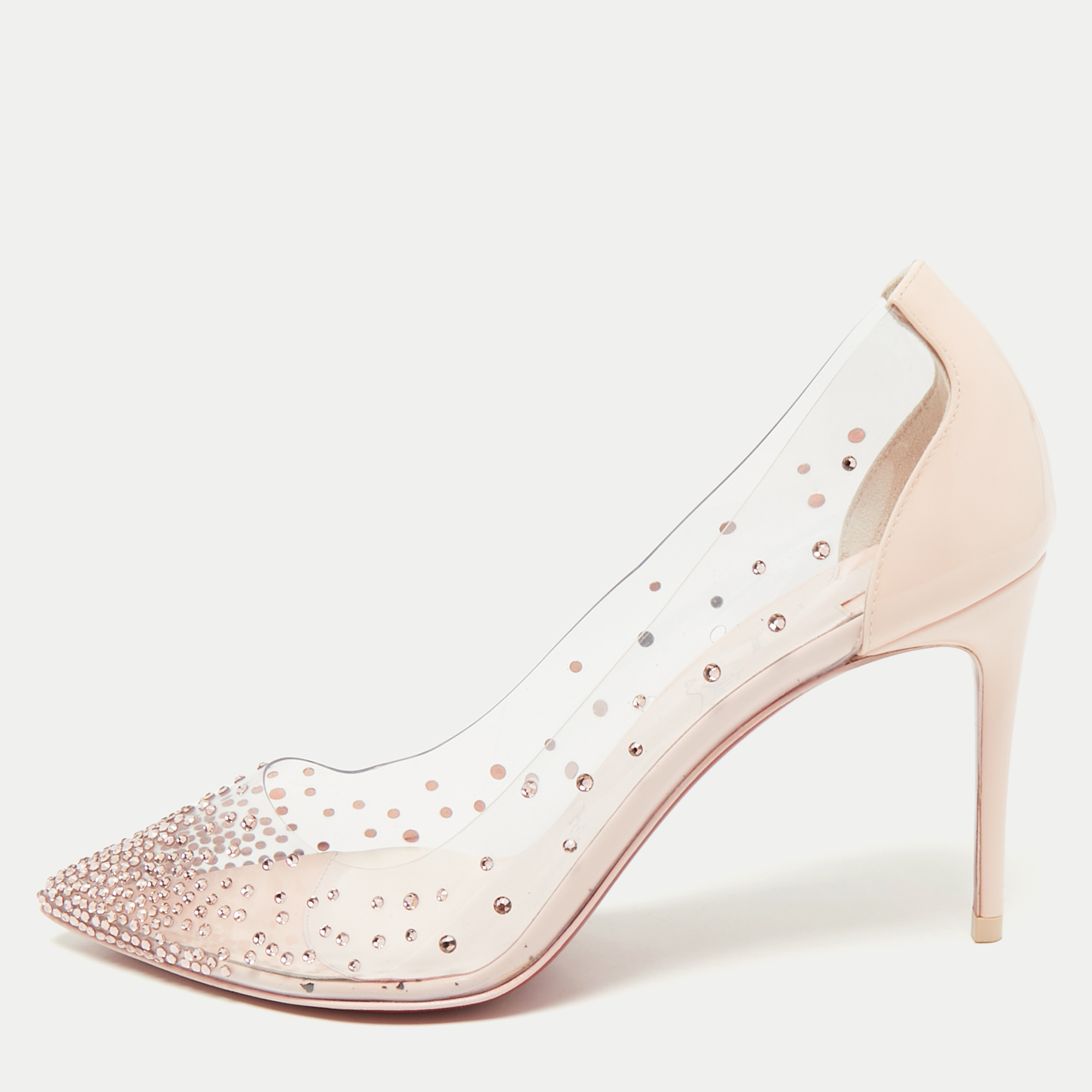 

Christian Louboutin Transparent PVC and Patent Leather Degrastrass Pumps Size