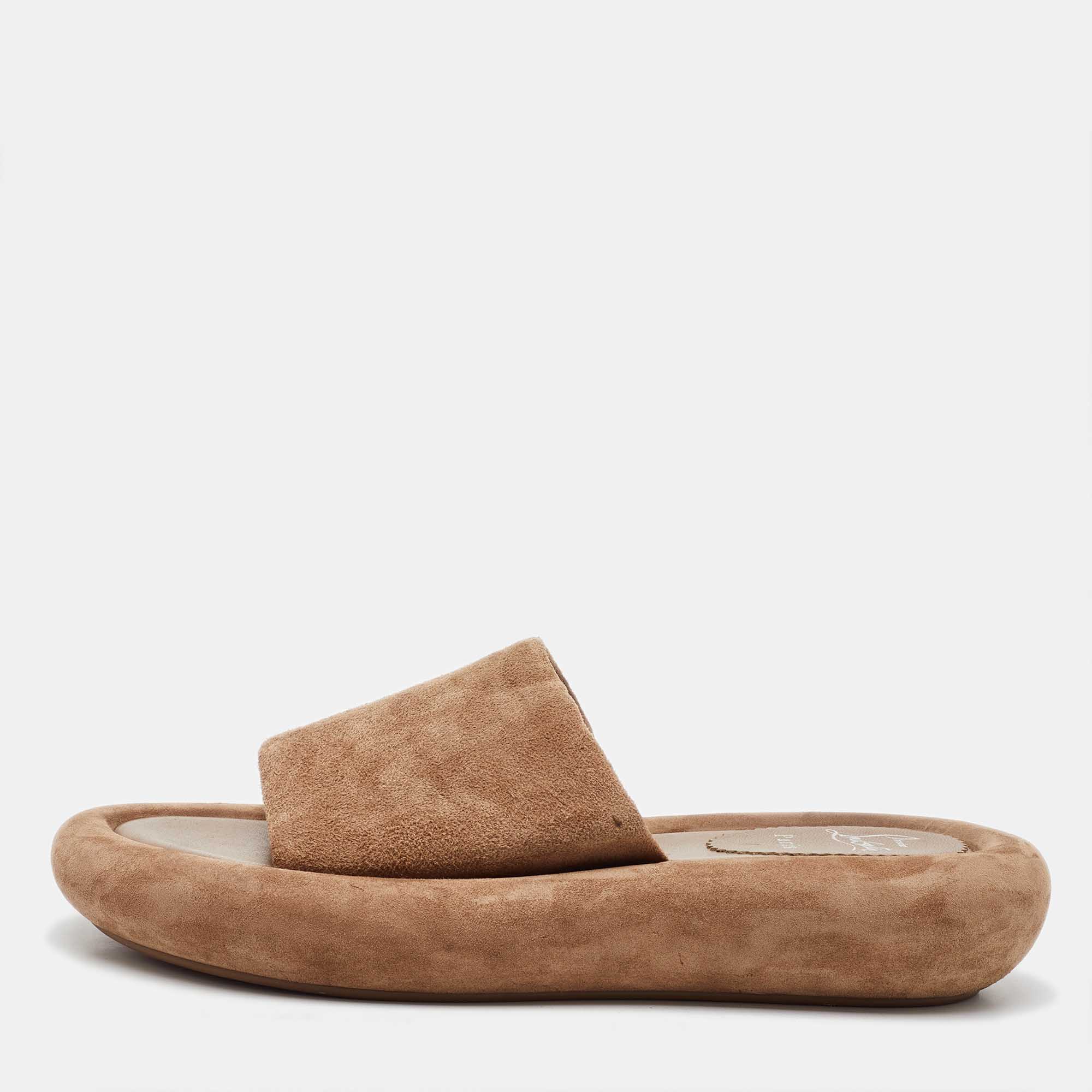 

Christian Louboutin Brown Suede Holy Summer Crumble Slide Sandals Size