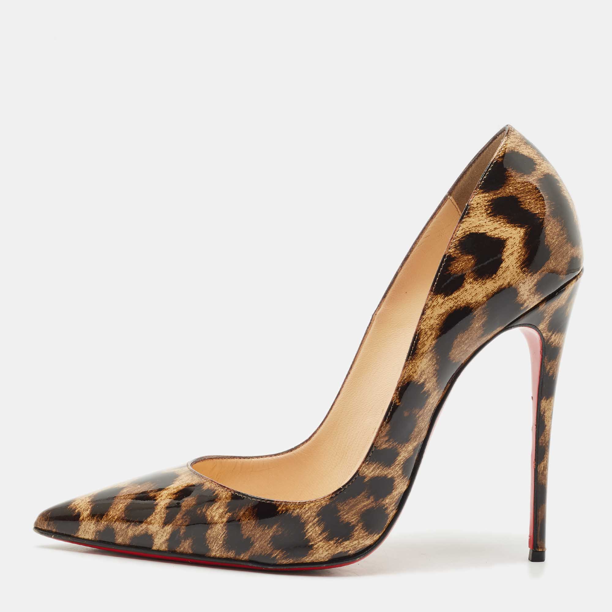 Pre-owned Christian Louboutin Beiige/brown Patent Leather Pigalle Pumps Size 39
